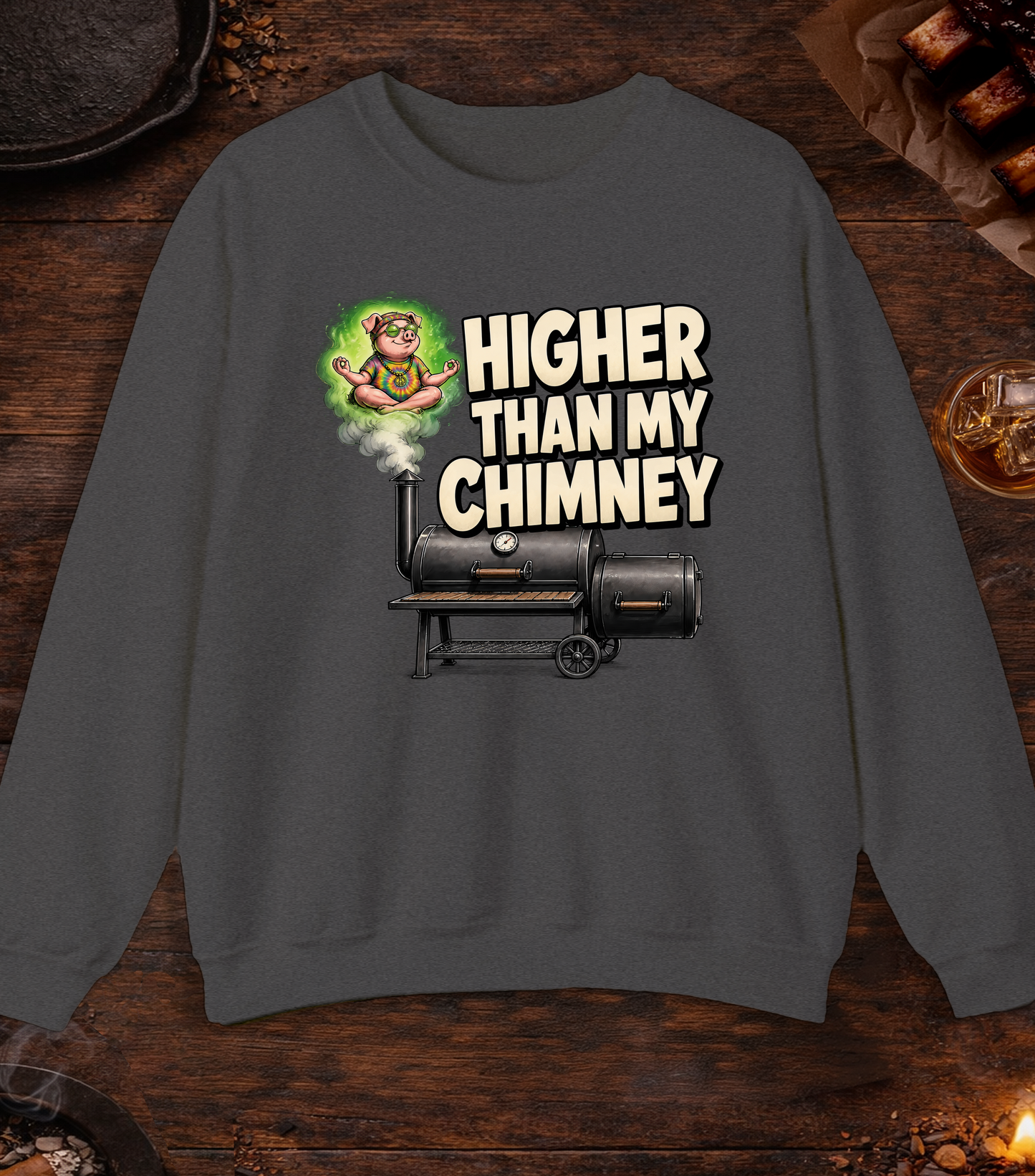 Higher Than Chimeny Crewneck - Dark Heather