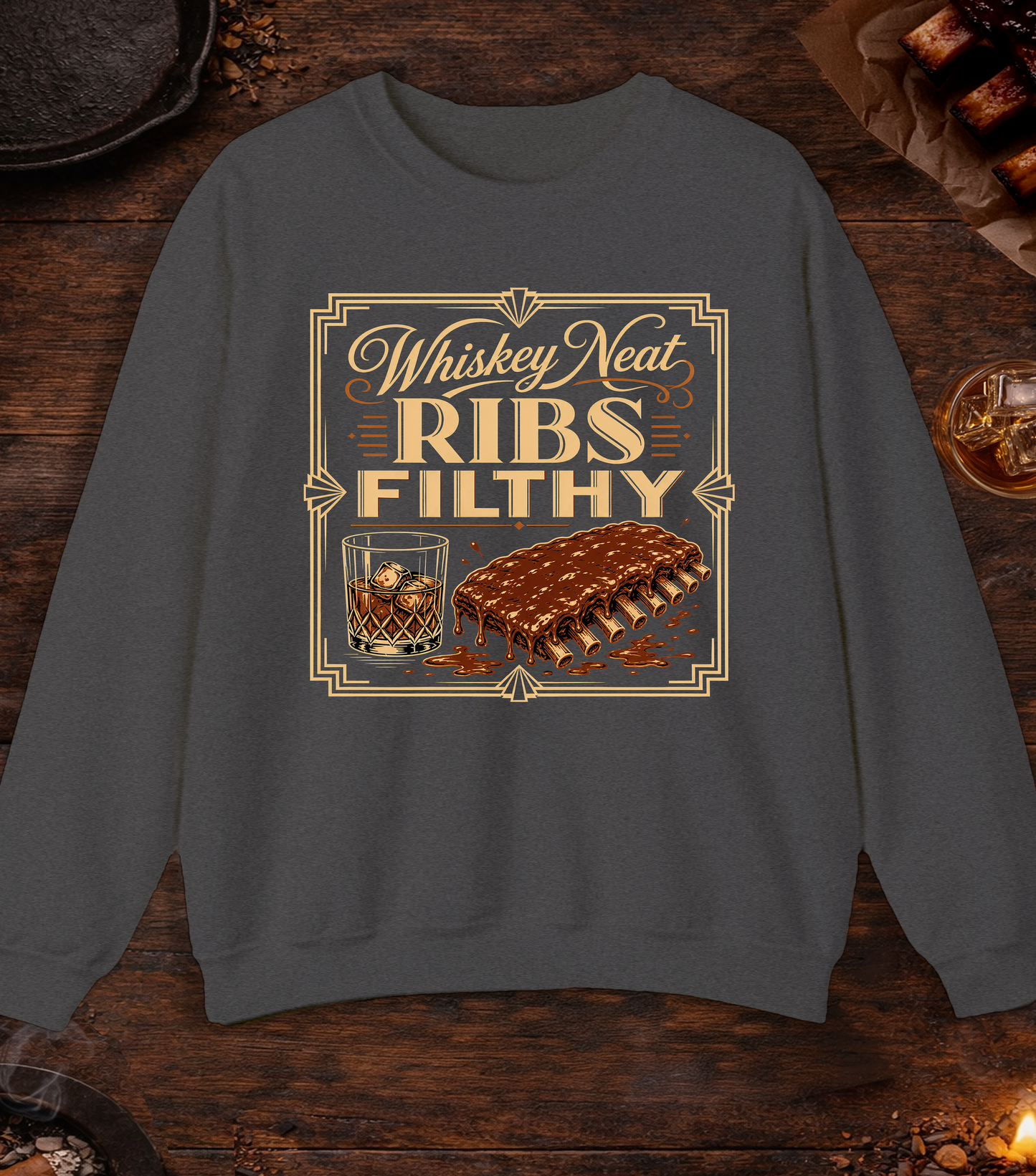 Ribs Filthy Crewneck - Dark Heather