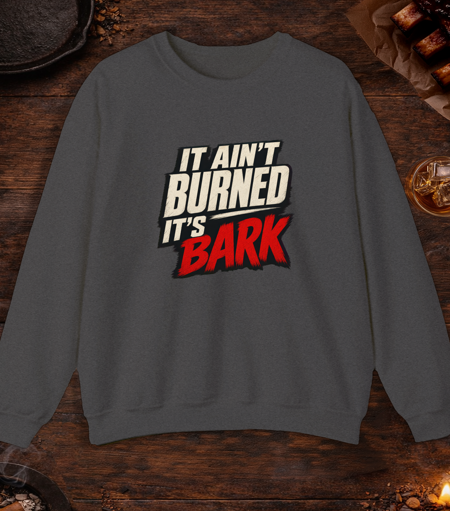 Not Burned Bark Crewneck - Dark Heather