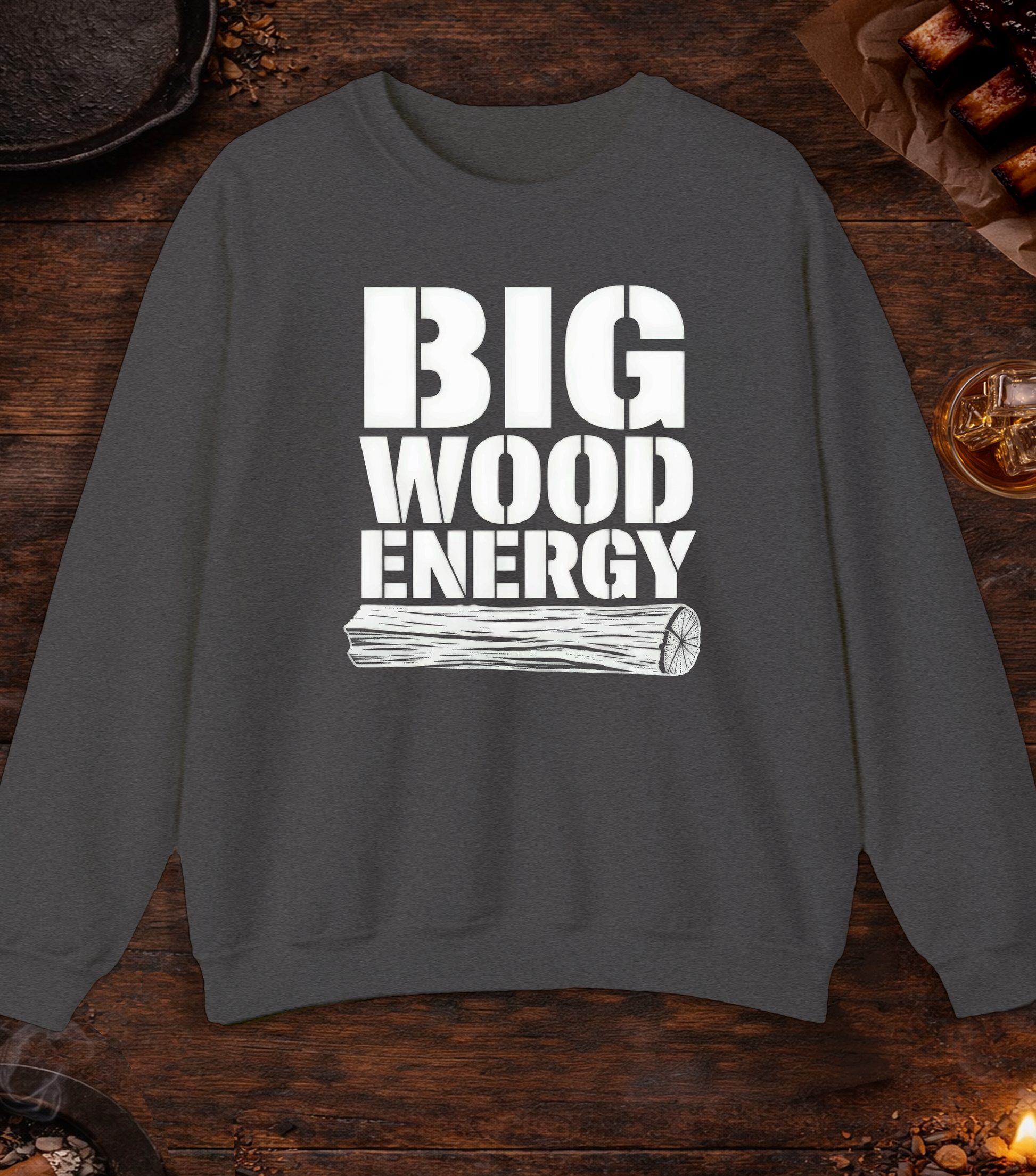 Big Wood Energy Crewneck - Dark Heather
