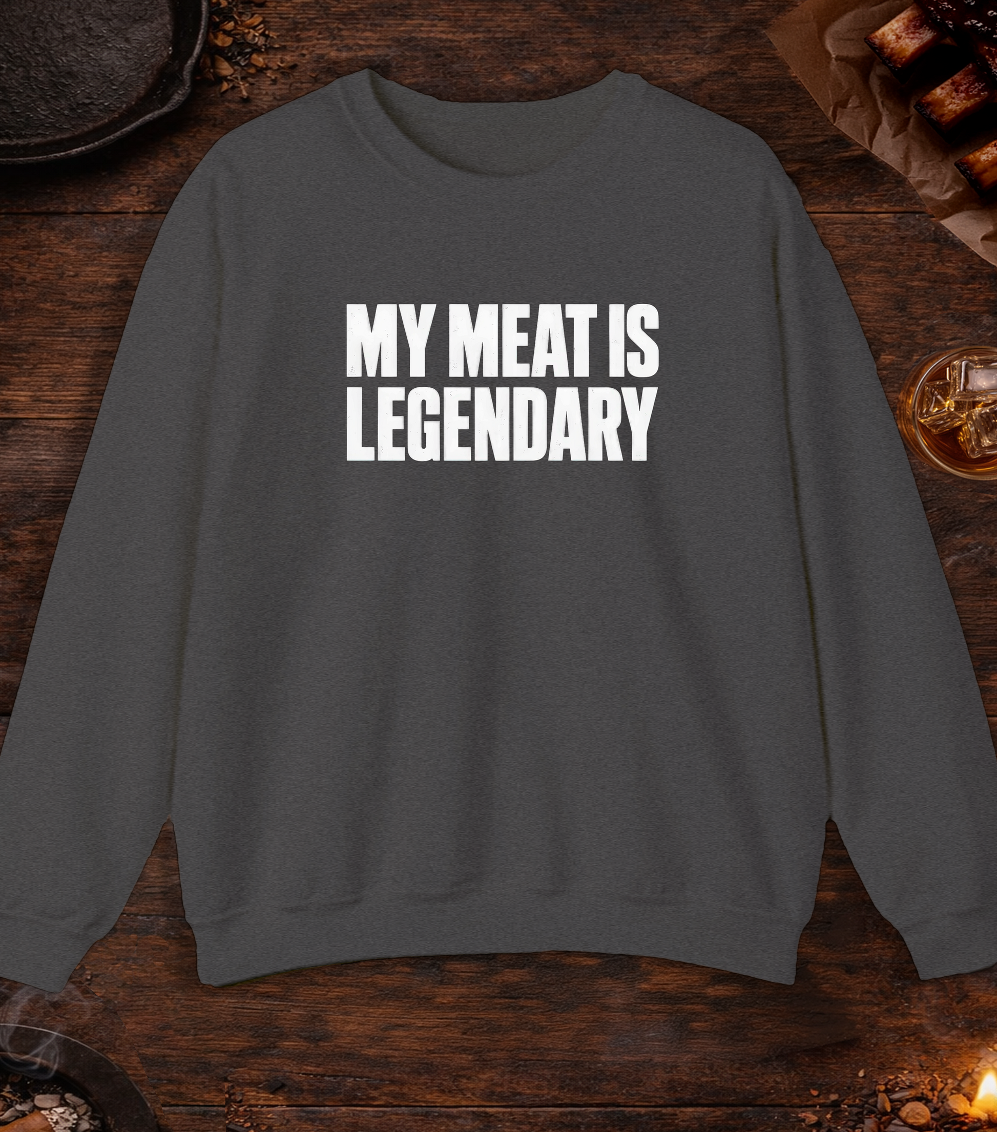 My Meat Is Legend Crewneck - Dark Heather