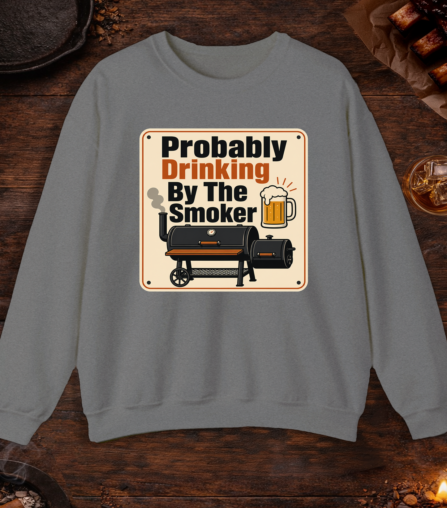 Drinking By Smoker Crewneck - Graphite Heather