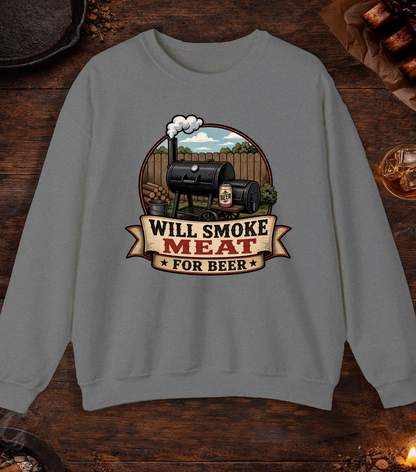 Will Smoke for Beer Crewneck - Graphite Heather