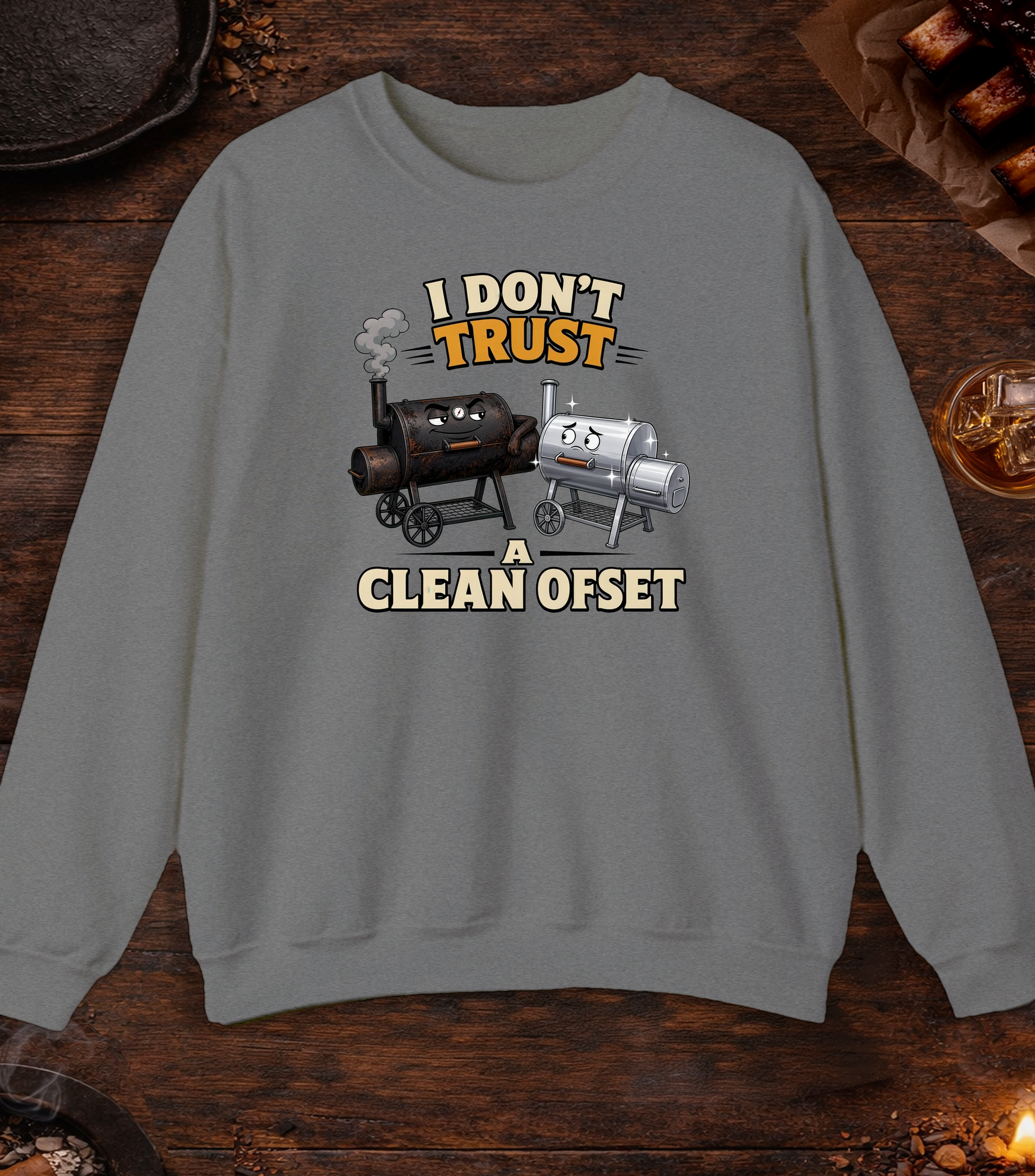 Don't Trust a Clean Offset Crewneck - Graphite Heather