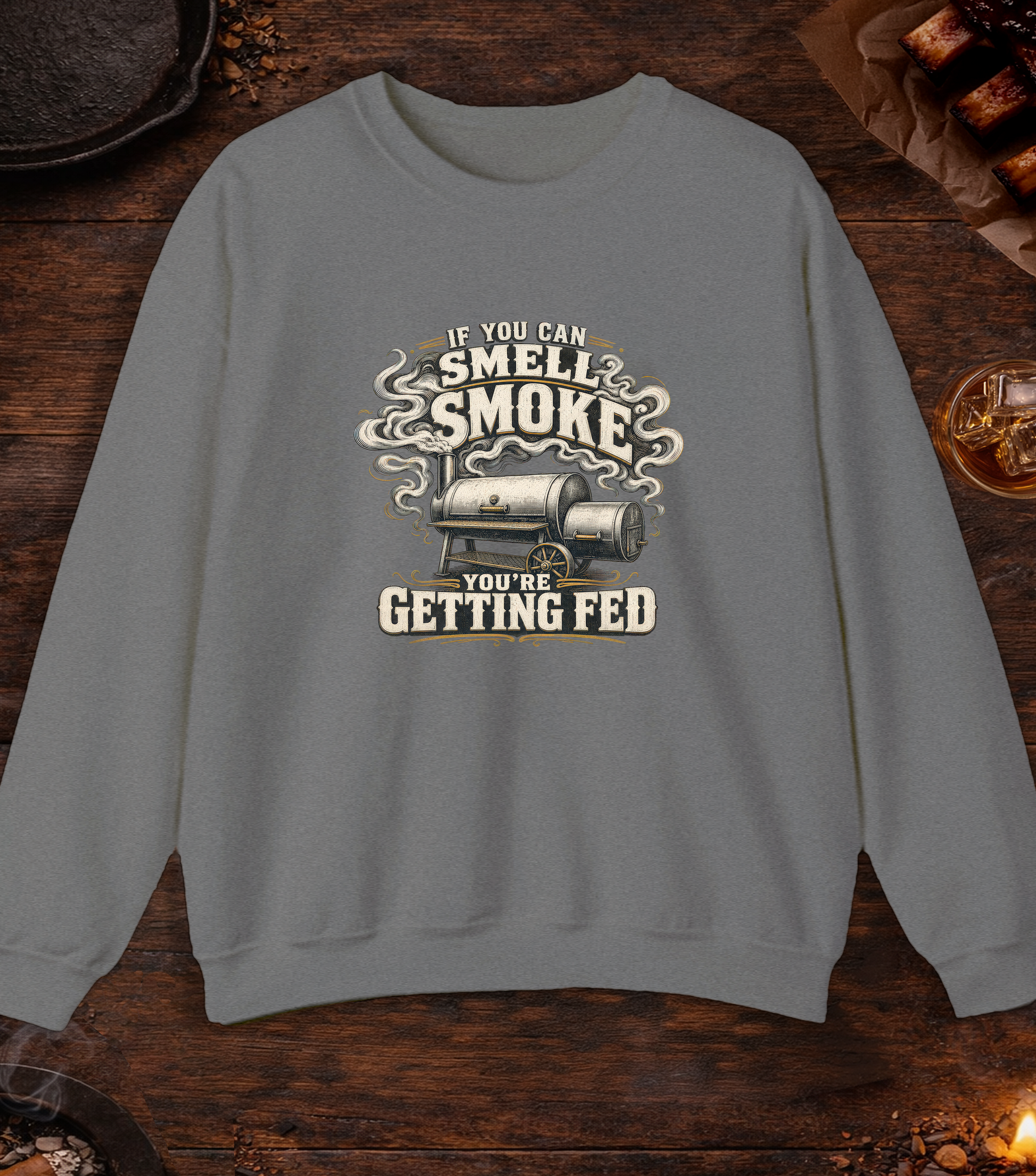 If You Smell Smoke Crewneck - Graphite Heather