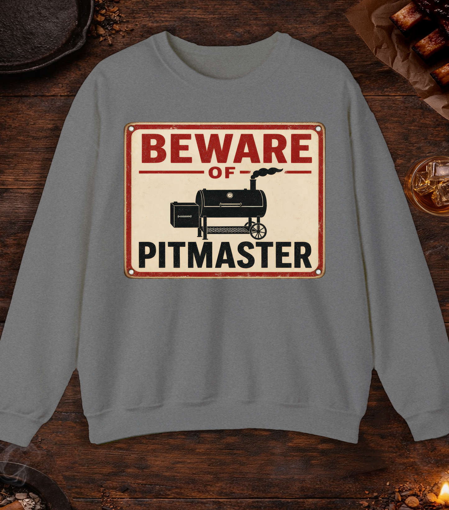 Beware of Pitmaster Crewneck - Graphite Heather