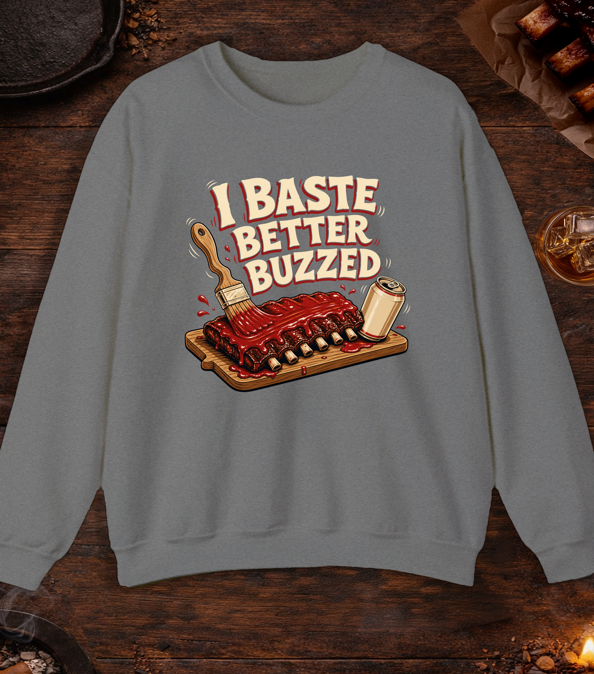 Baste Better Buzzed Crewneck - Graphite Heather