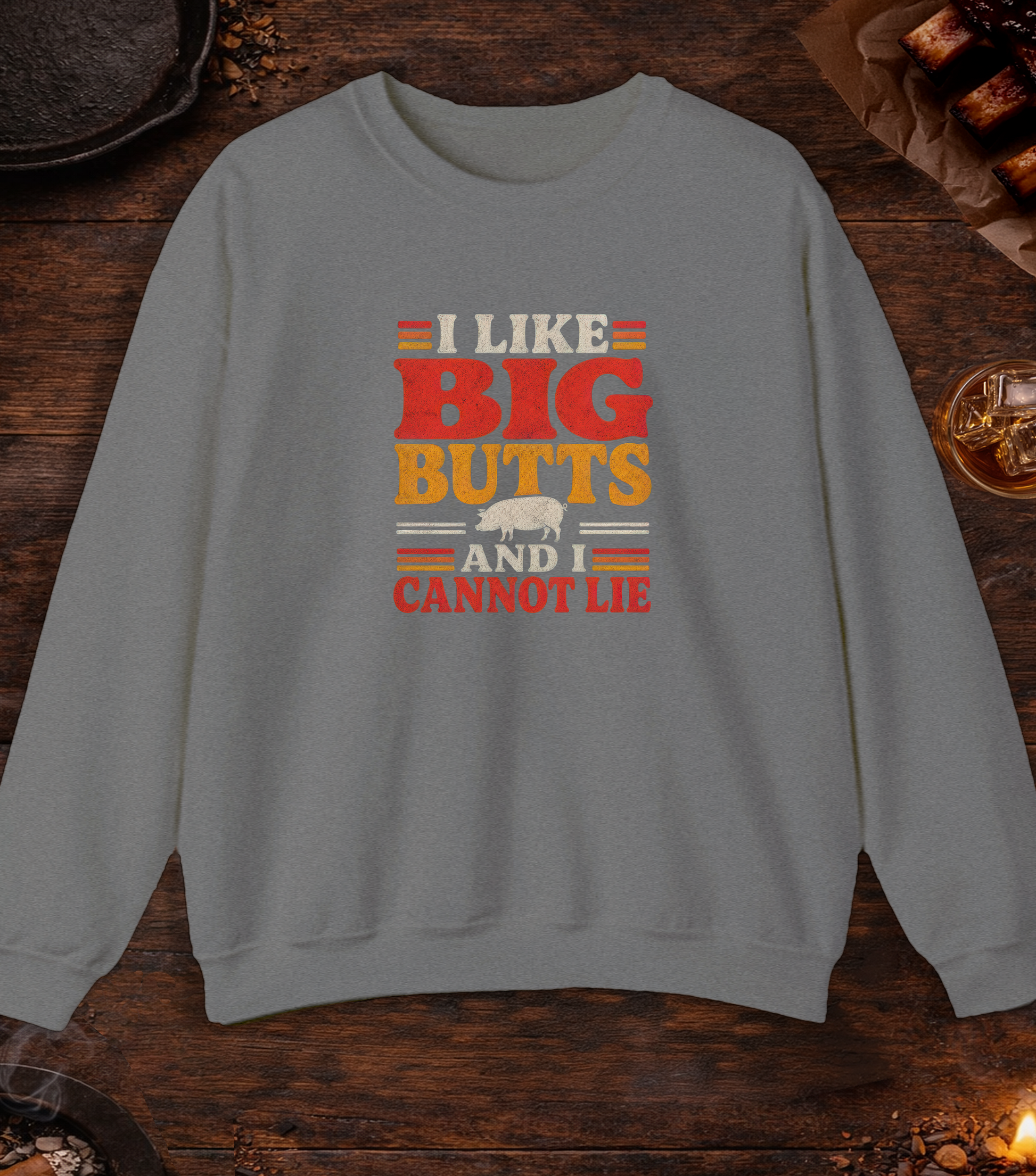 Like Big Butts Crewneck - Graphite Heather