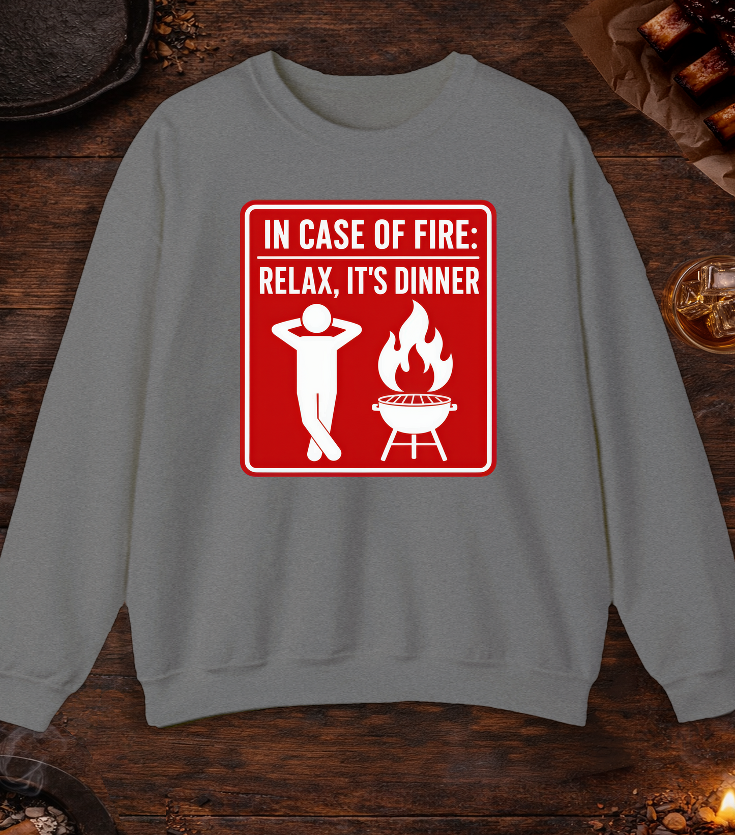 In Case of Fire Crewneck - Graphite Heather