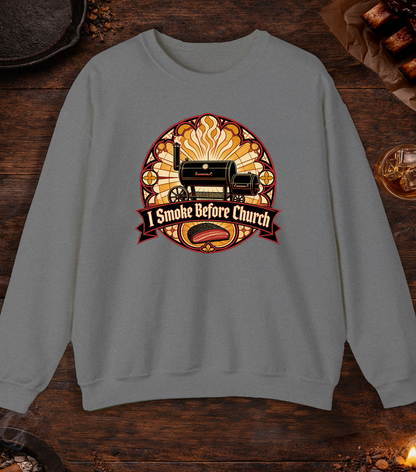 Smoke Before Church Crewneck - Graphite Heather