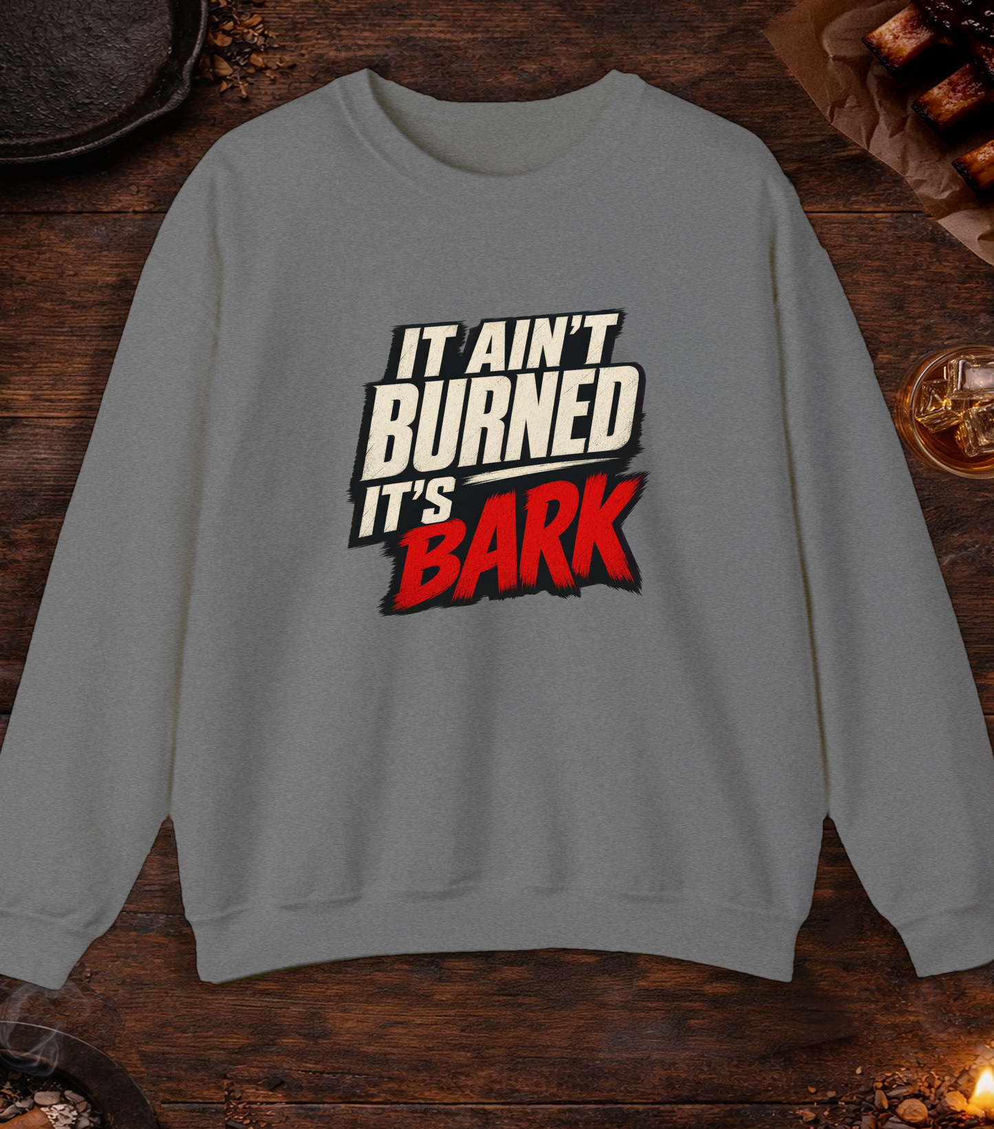 Not Burned Bark Crewneck - Graphite Heather