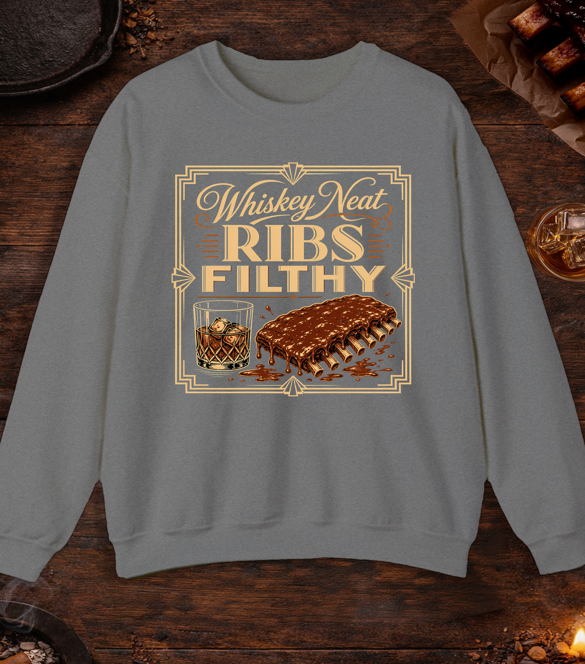 Ribs Filthy Crewneck - Graphite Heather
