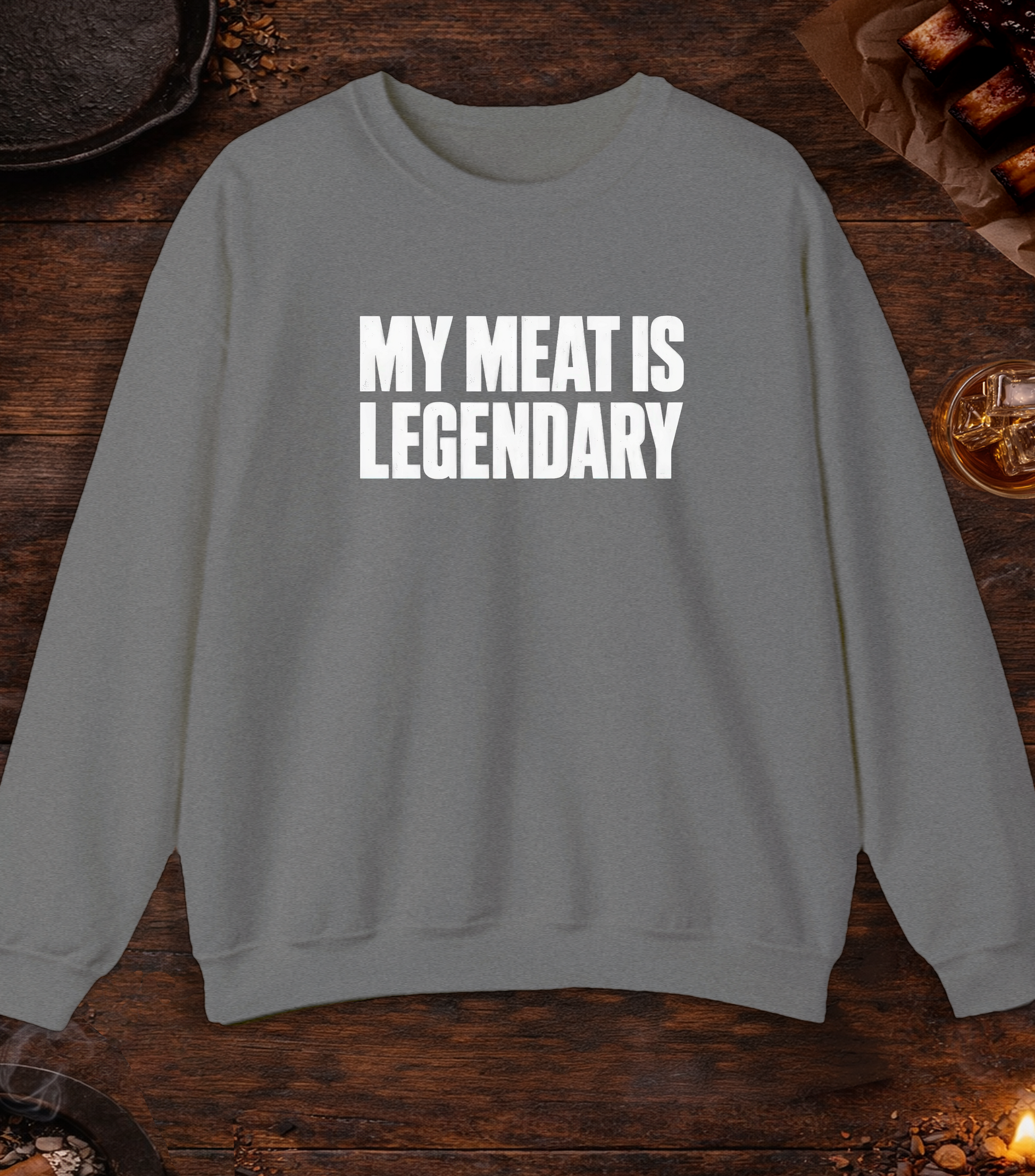 My Meat Is Legend Crewneck - Graphite Heather