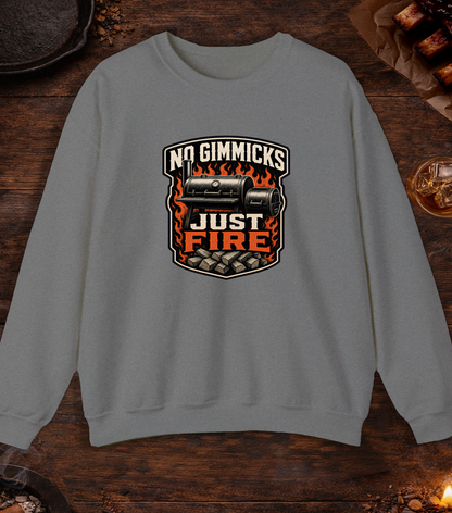No Gimmicks Just Fire Crewneck - Graphite Heather