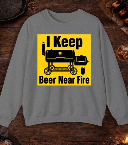 Beer Near Fire Crewneck - Graphite Heather