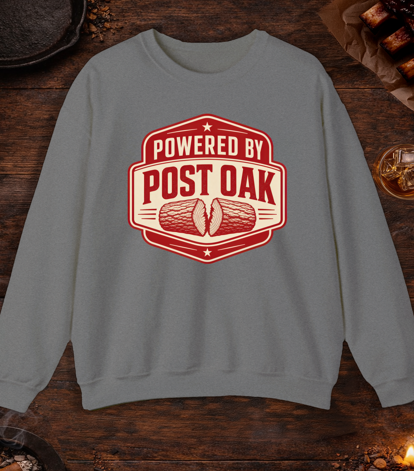 Powered by Post Oak Crewneck - Graphite Heather