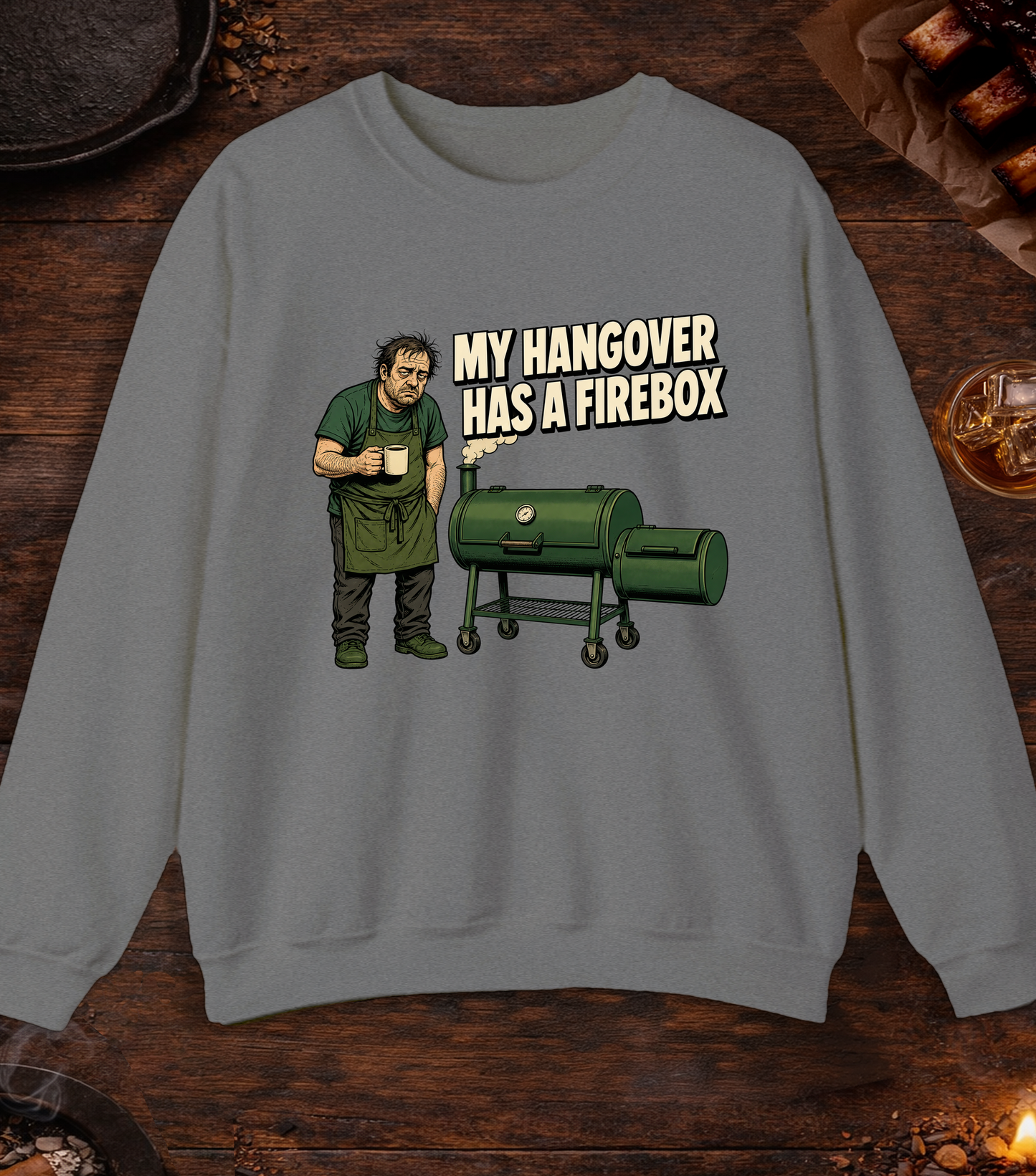 Hangover Firebox Crewneck - Graphite Heather