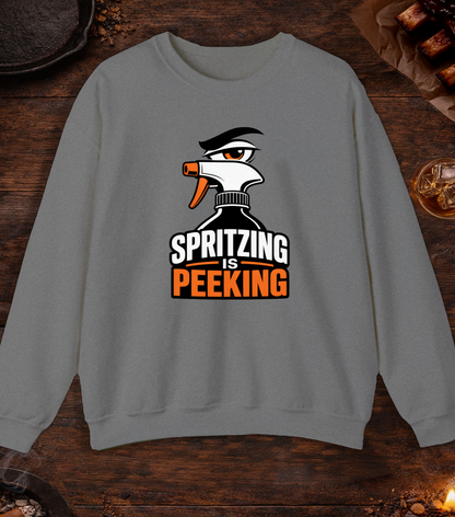 Spritzing Is Peeking Crewneck - Graphite Heather