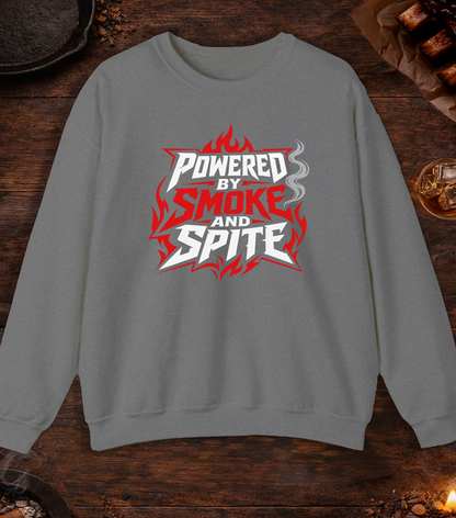 Powered By Smoke and Spite Crewneck - Graphite Heather