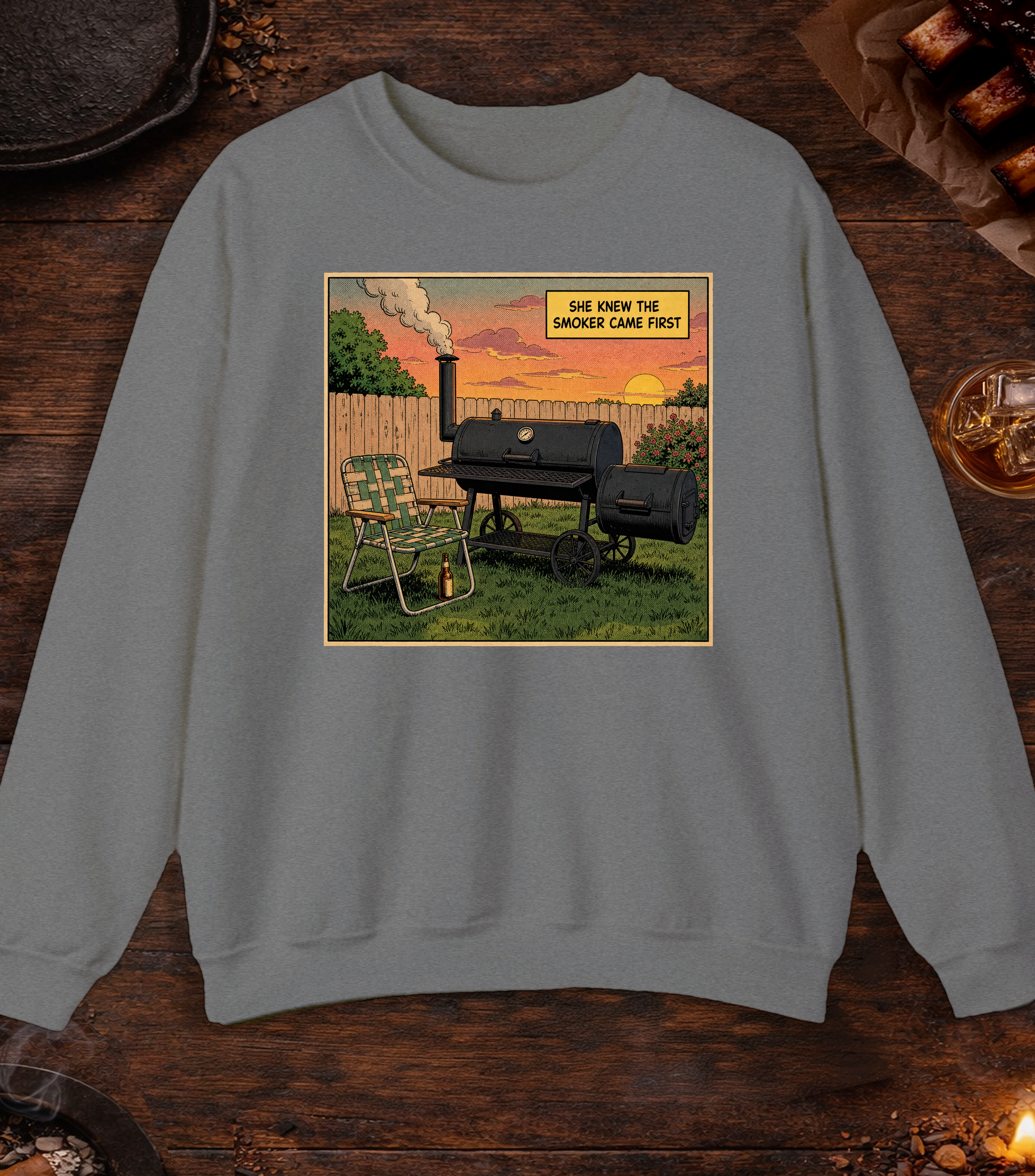 Smoker Came First Crewneck - Graphite Heather