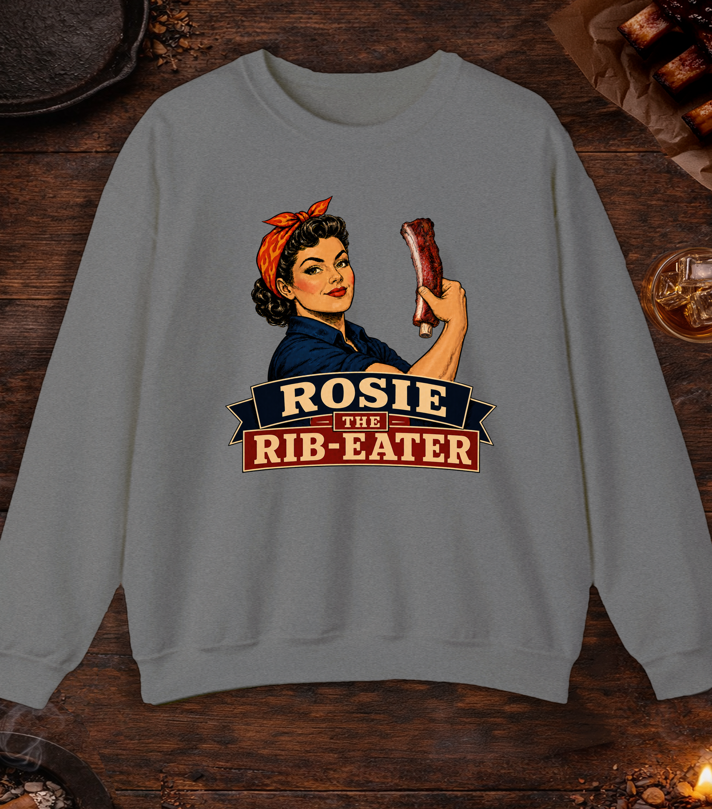 Rosie Rib Eater Crewneck - Graphite Heather