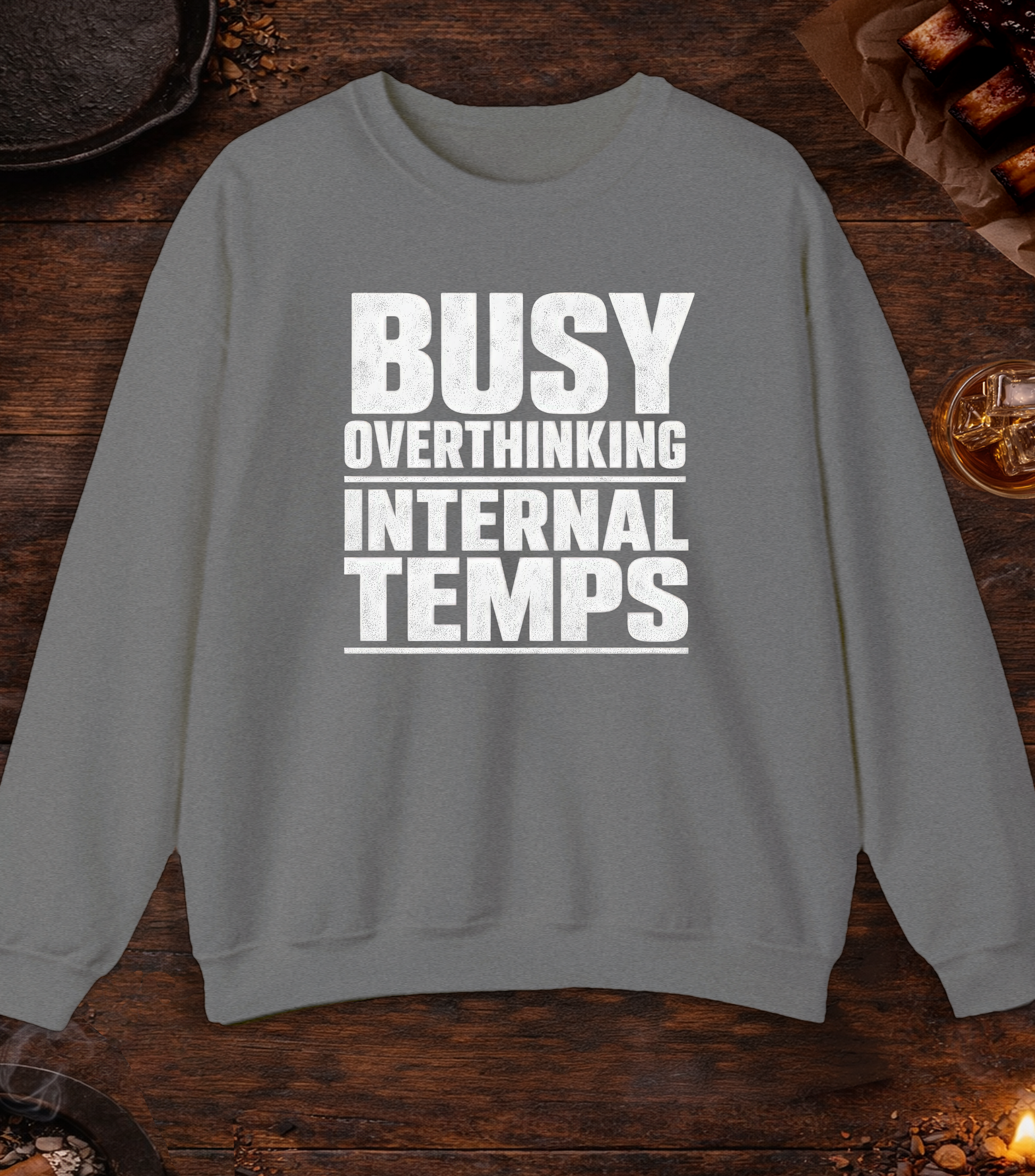 Busy Overthinking Crewneck - Graphite Heather