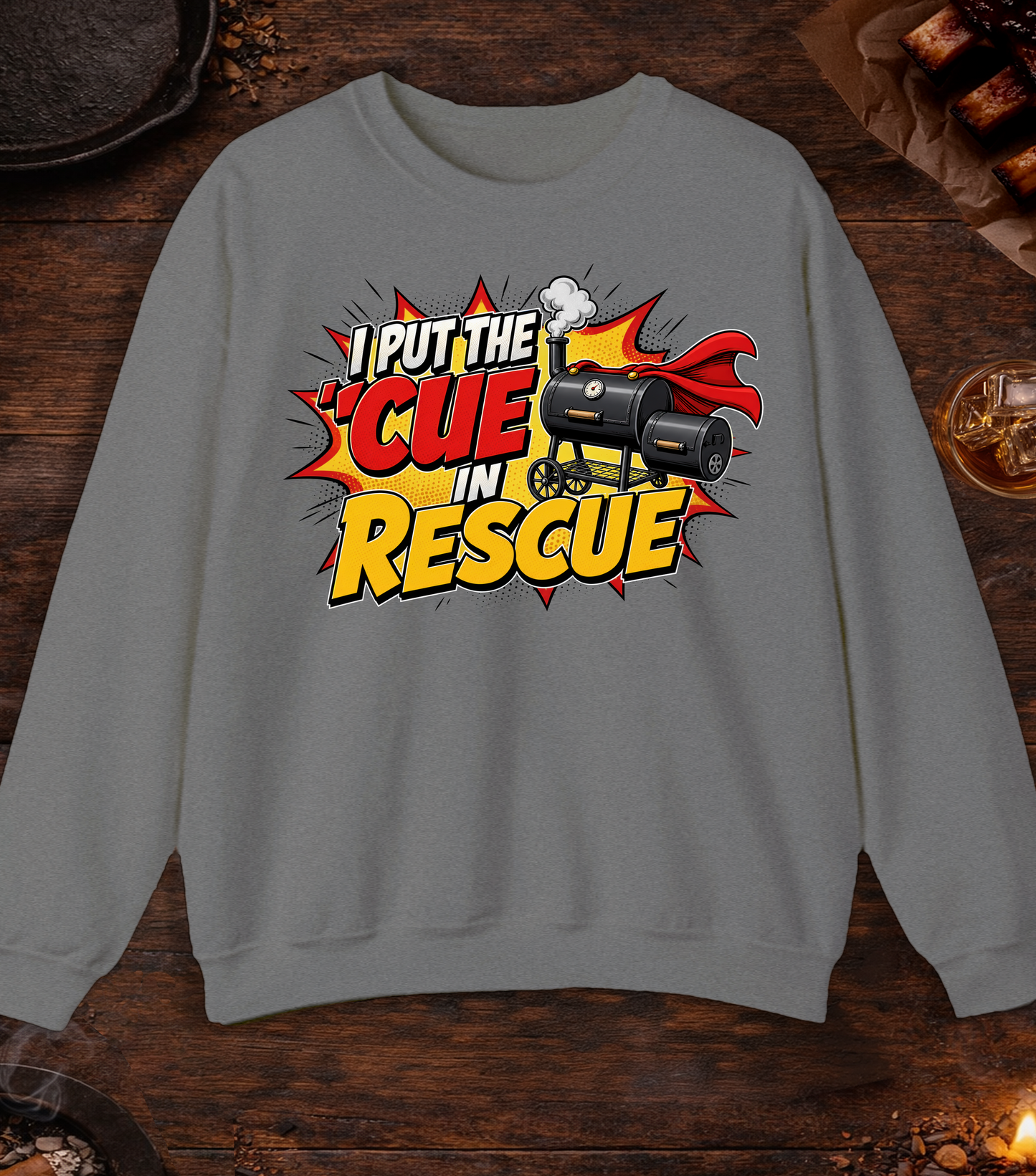 Cue in Rescue Crewneck - Graphite Heather