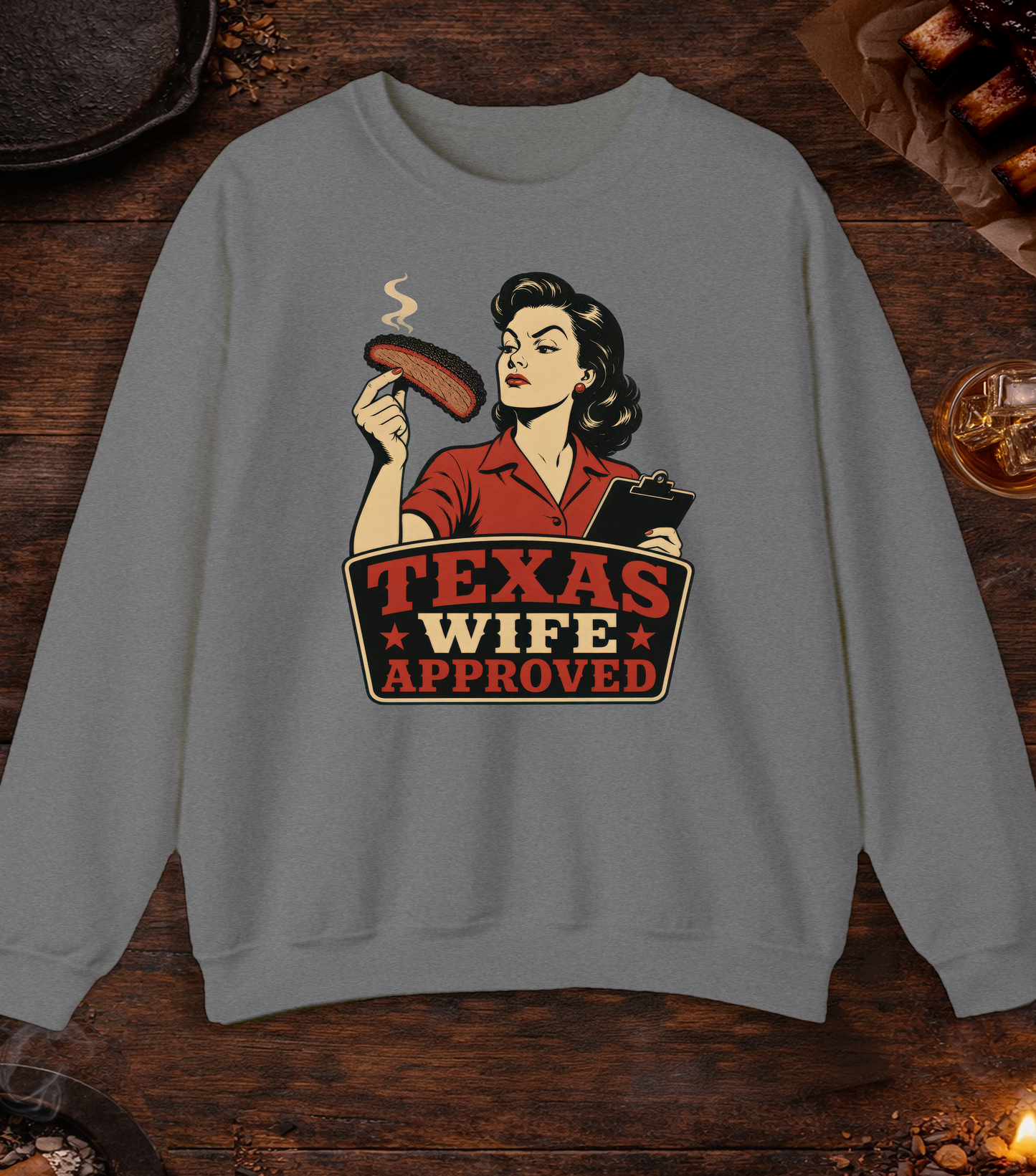 Texas Wife Approved Crewneck - Graphite Heather
