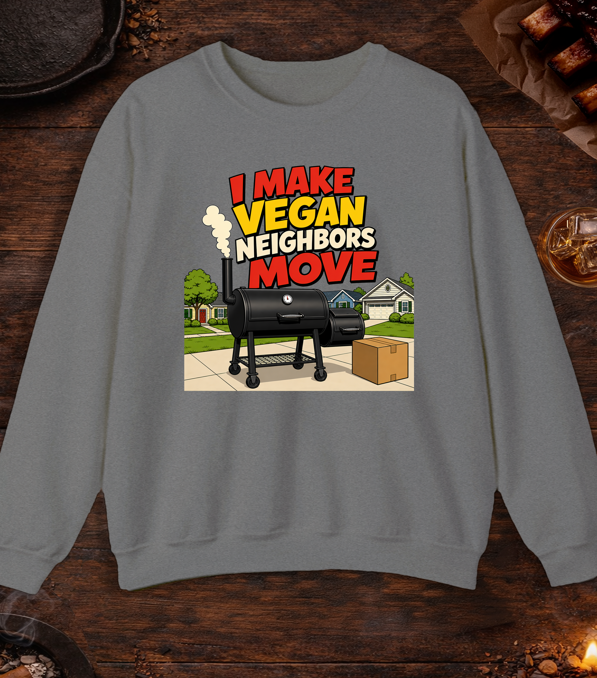 Vegan Neighbors Move Crewneck - Graphite Heather
