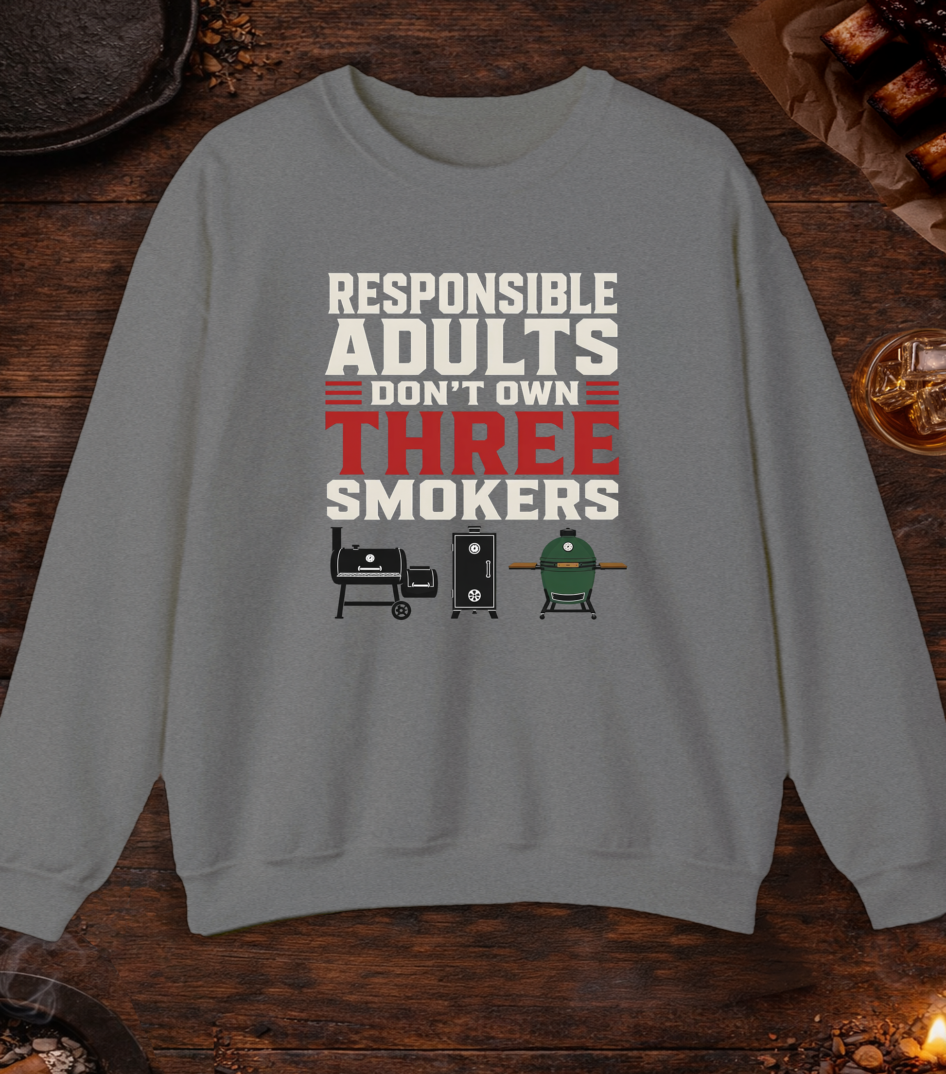 Three Smokers Crewneck - Graphite Heather