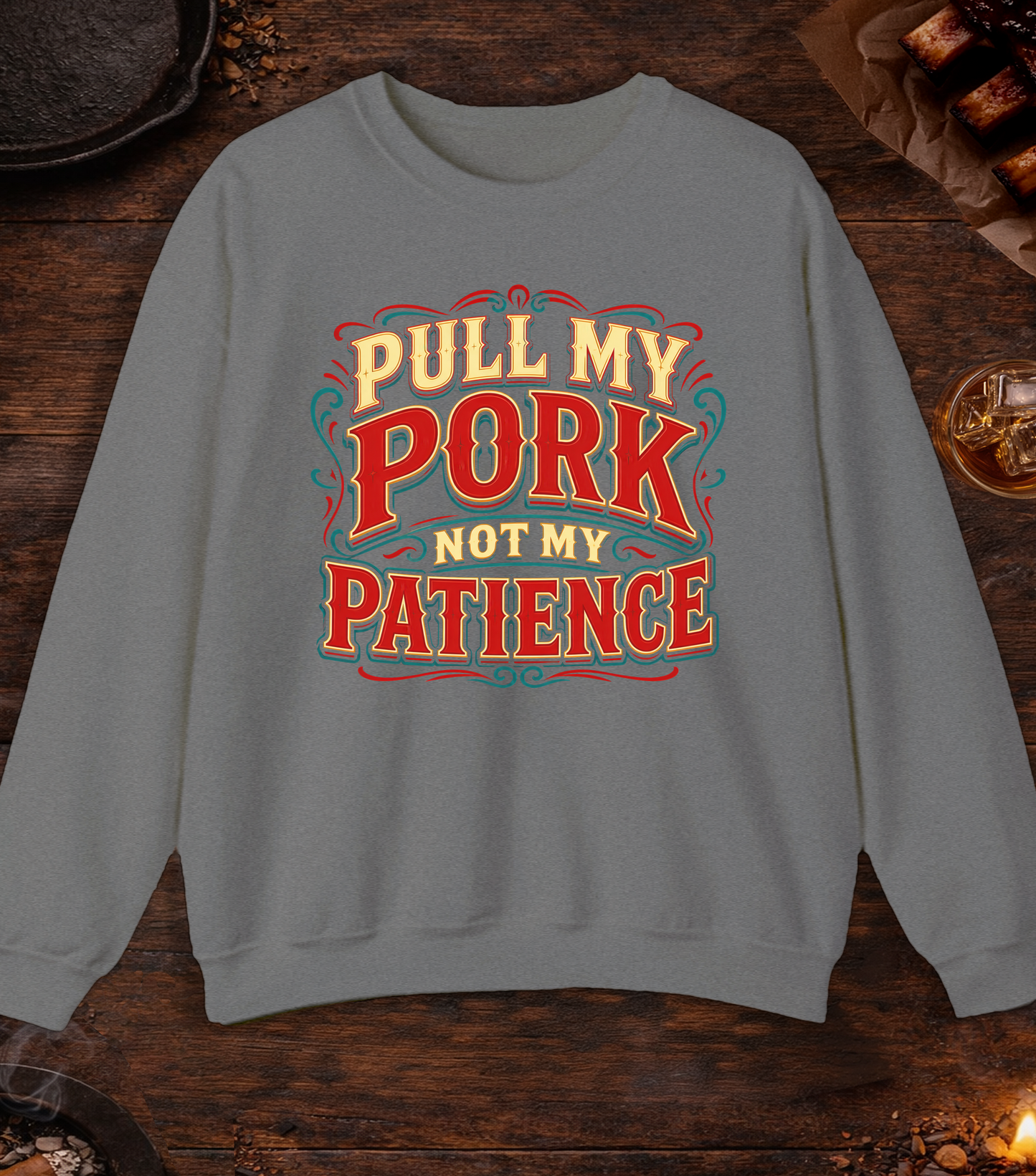Pull My Pork Crewneck - Graphite Heather