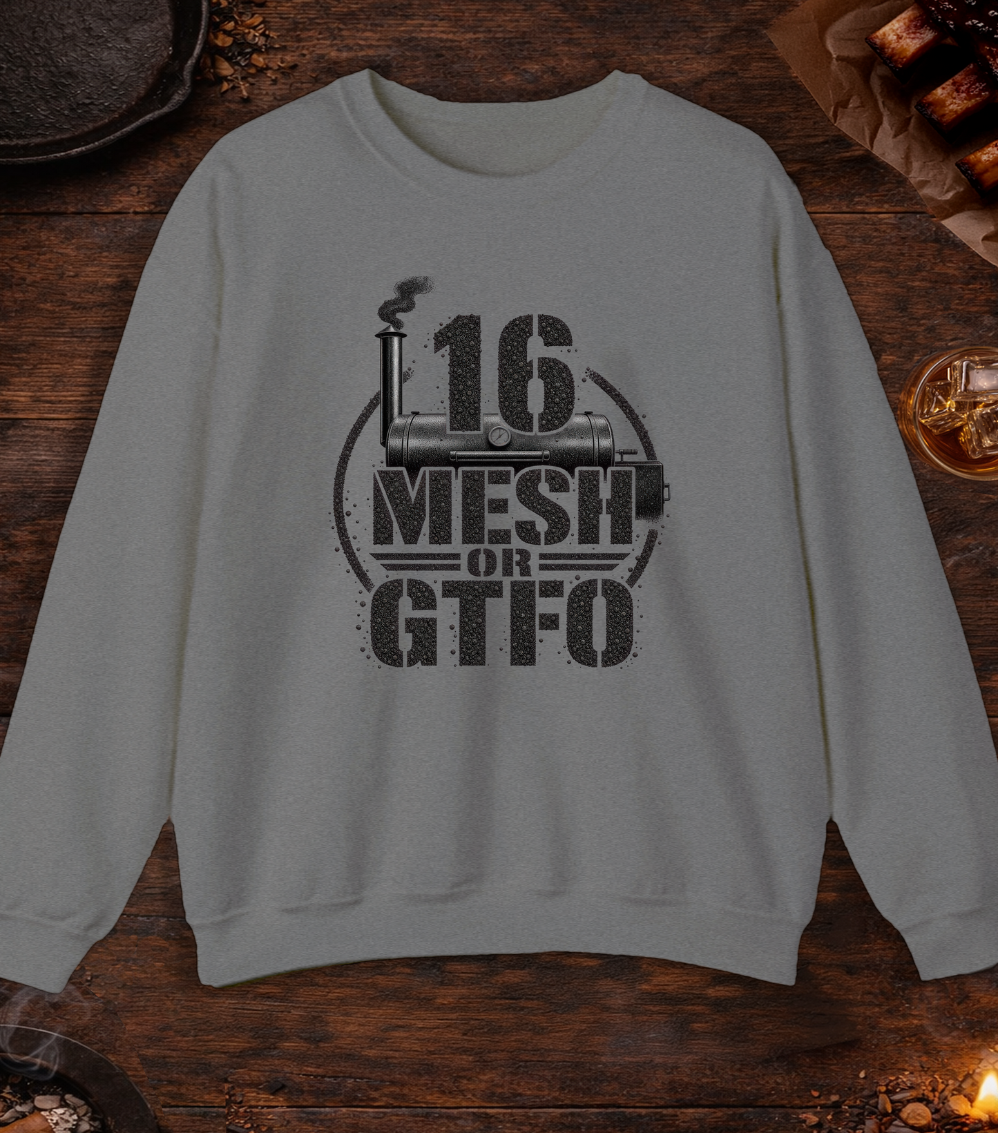 16 Mesh or GTFO Crewneck - Graphite Heather