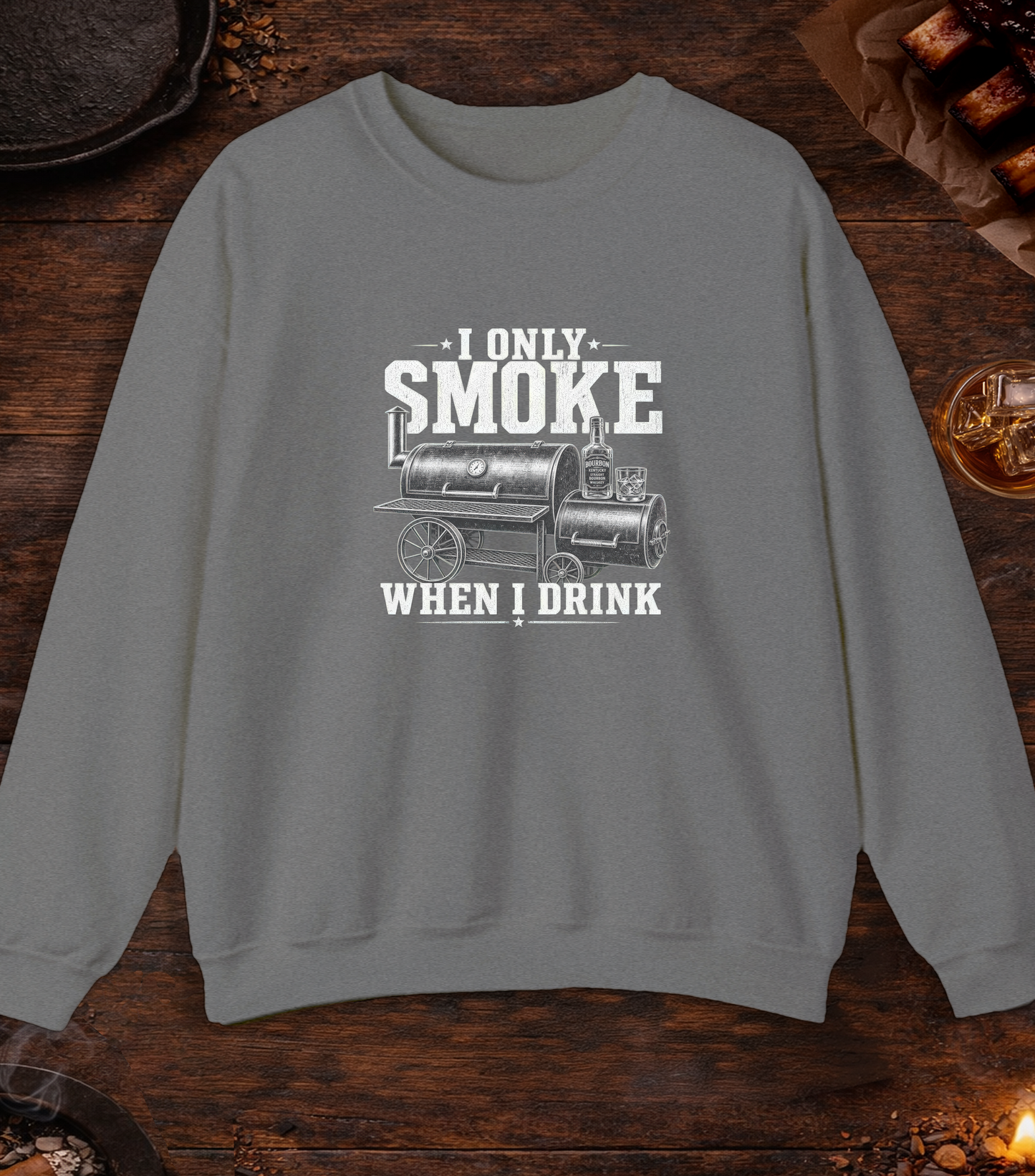 Smoke When I Drink Crewneck - Graphite Heather