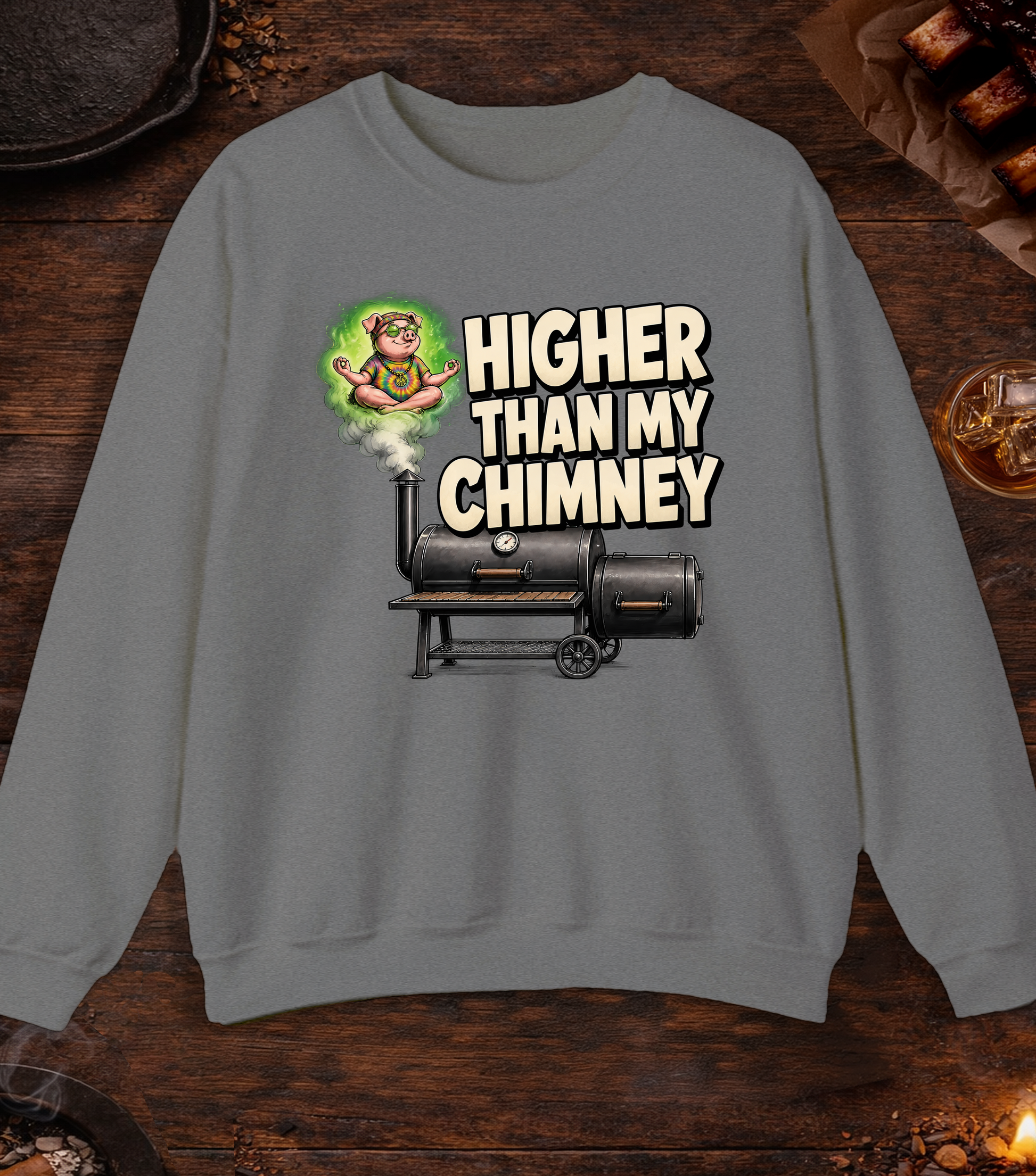 Higher Than Chimeny Crewneck - Graphite Heather