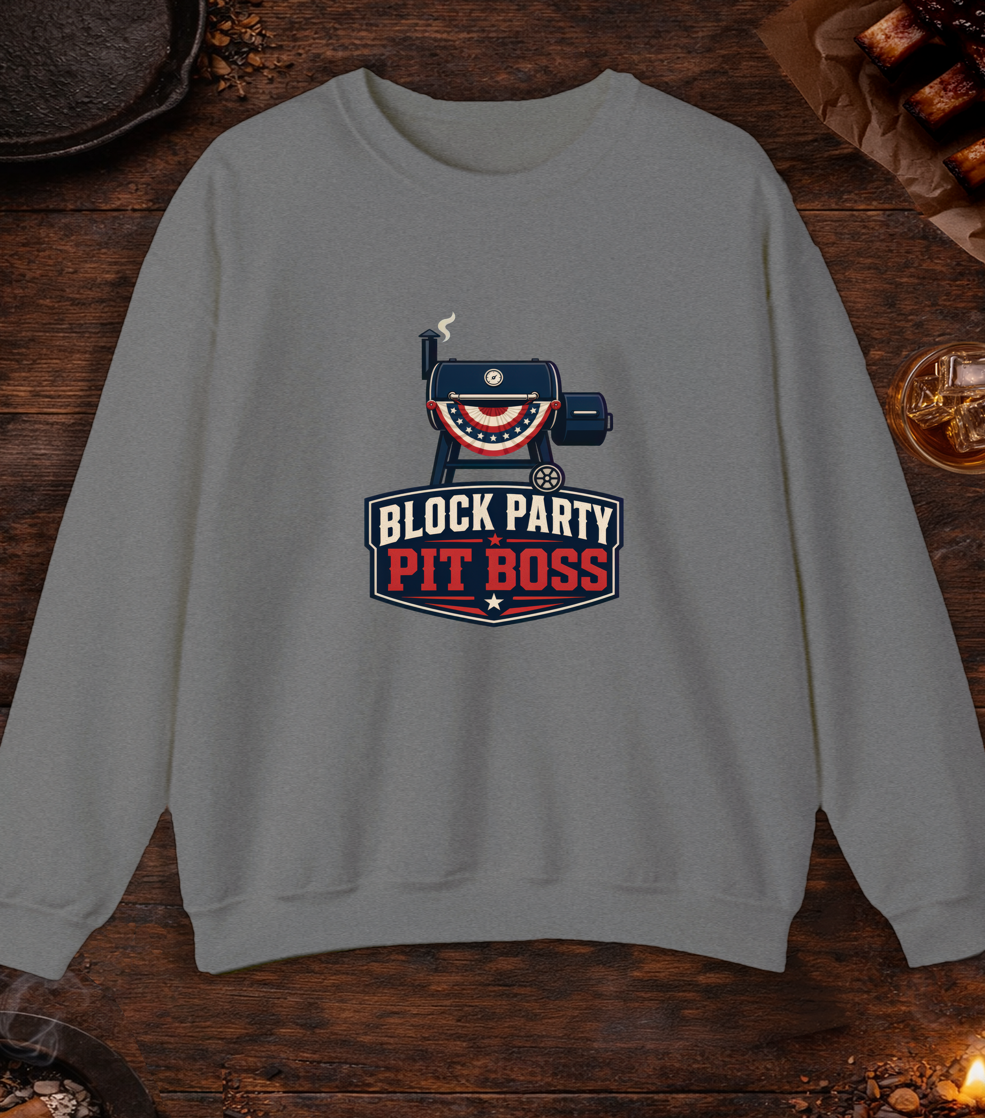 Block Party Pit Boss Crewneck - Graphite Heather