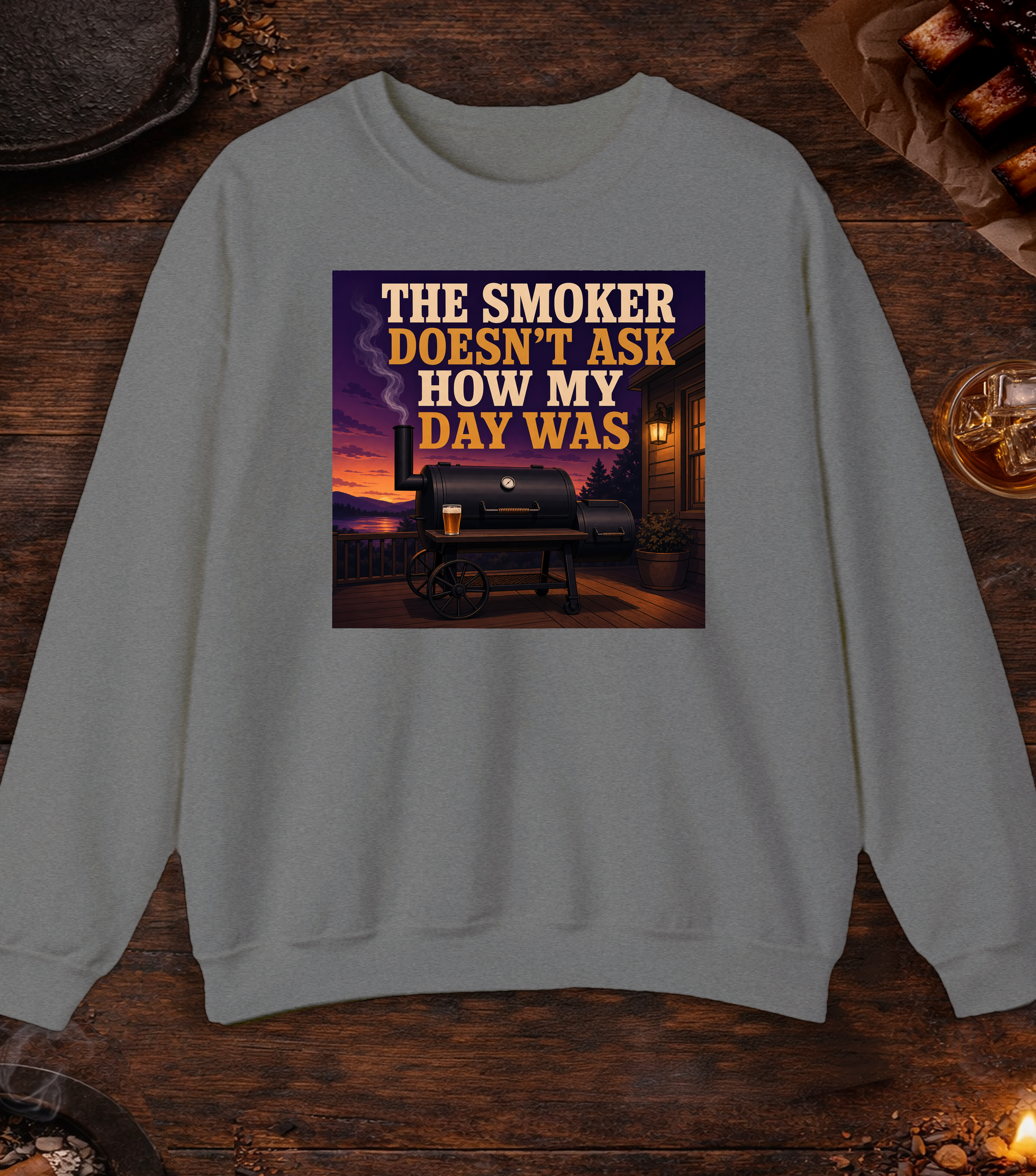 Doesn't Ask About My Day Crewneck - Graphite Heather