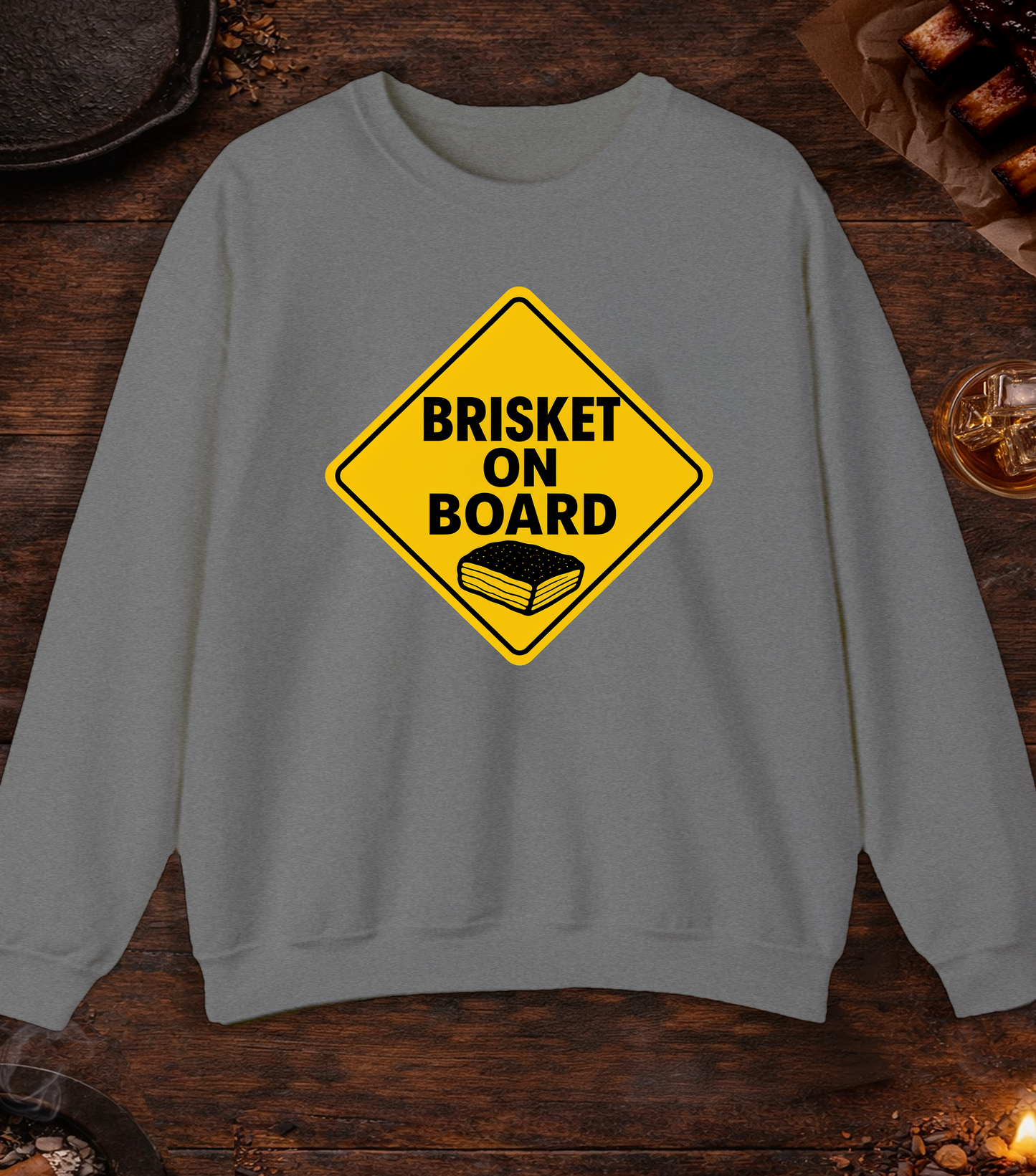 Brisket on Board Crewneck - Graphite Heather