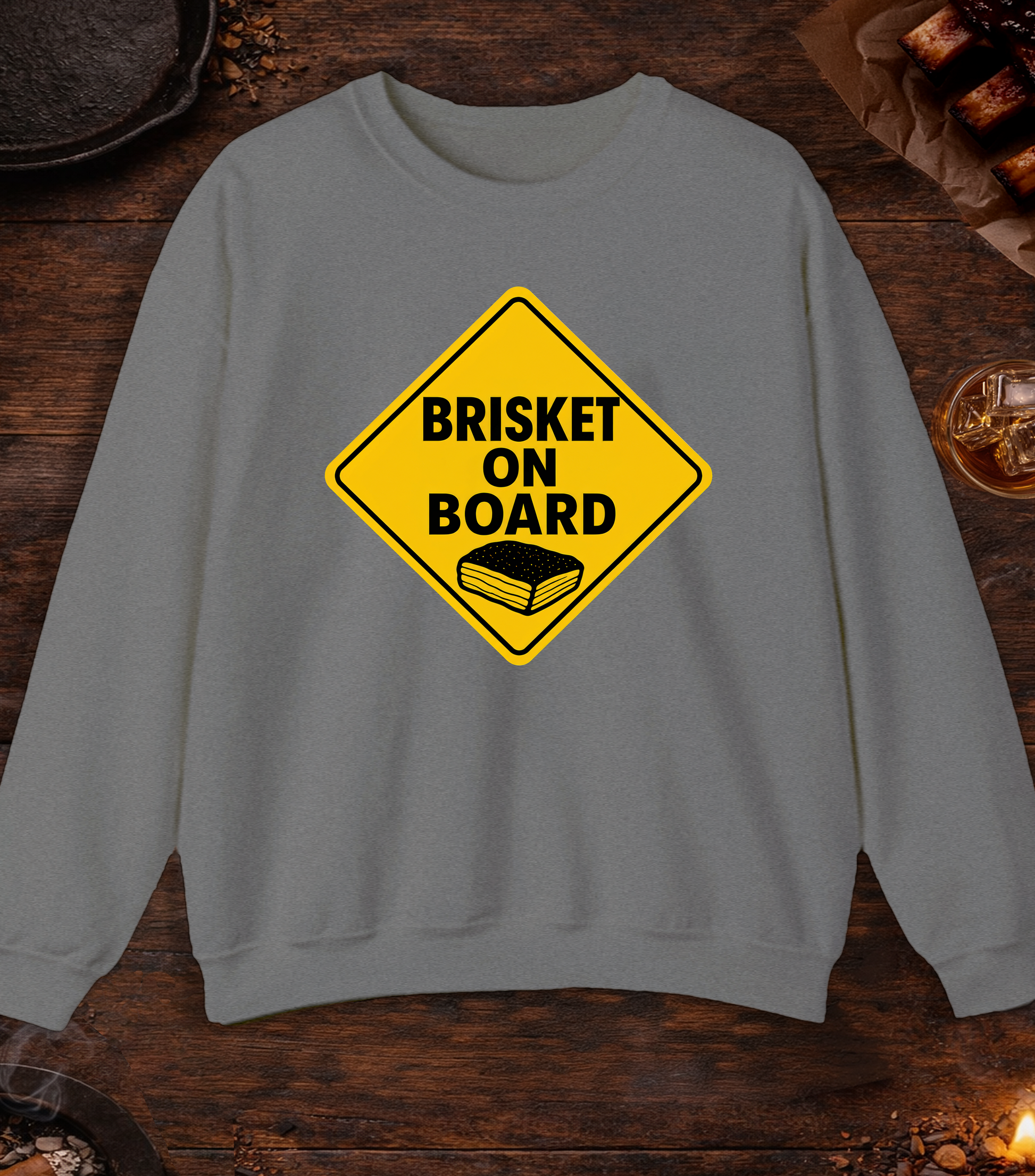 Brisket on Board Crewneck - Graphite Heather