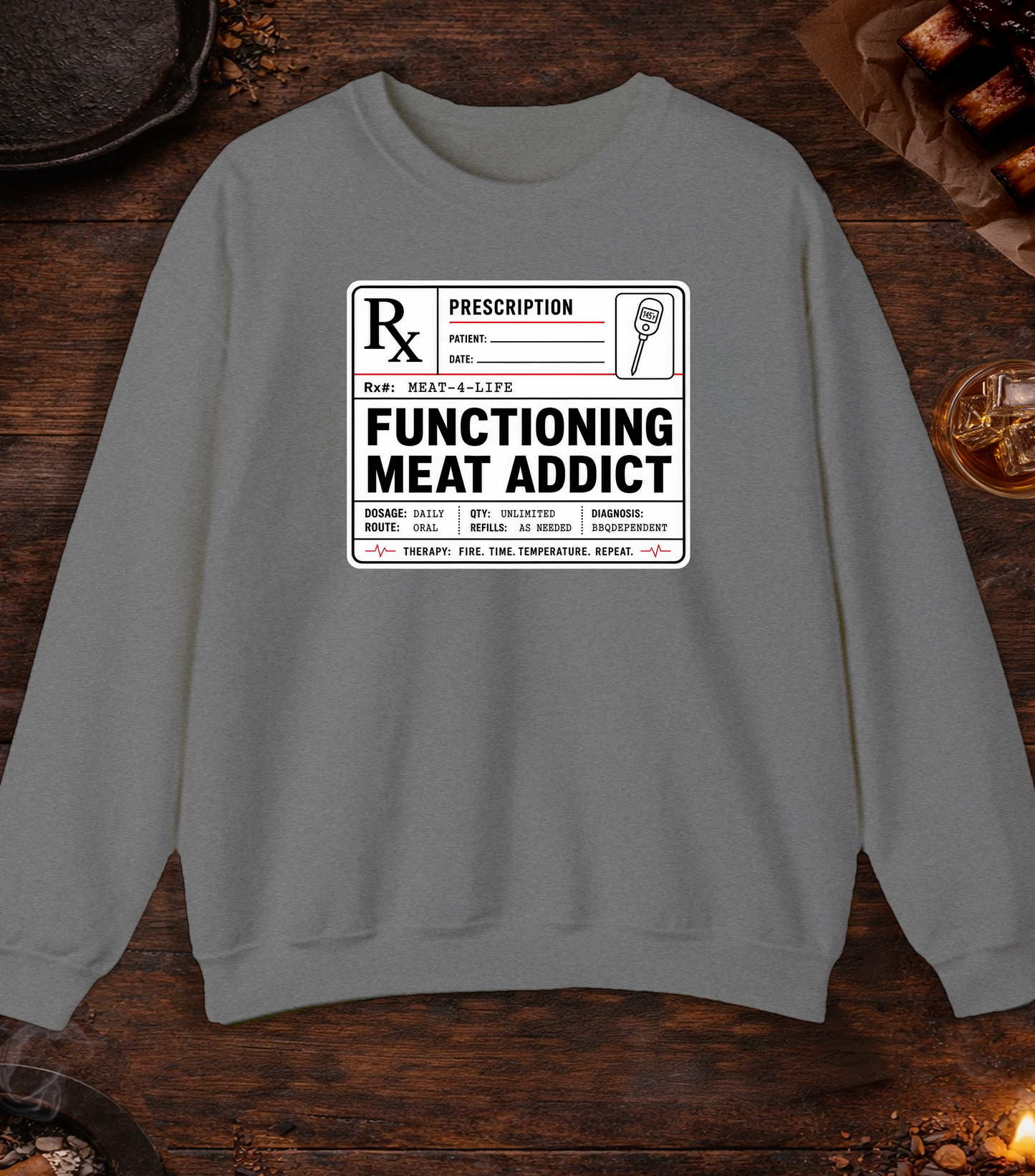 Functioning Meat Addict Crewneck - Graphite Heather