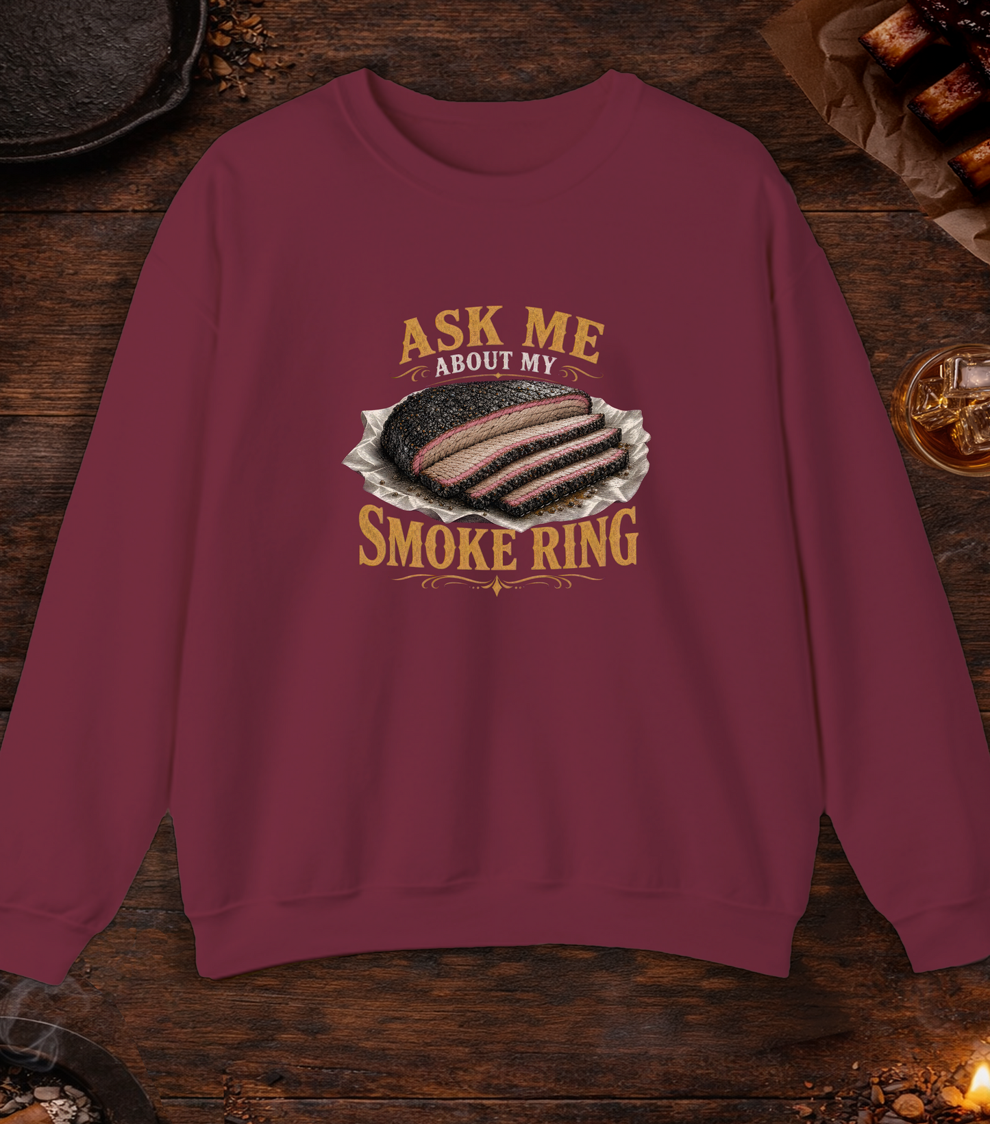 Ask About Smoke Ring Crewneck - Maroon