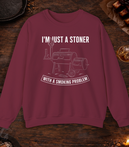 Stoner Smoking Problem Crewneck - Maroon