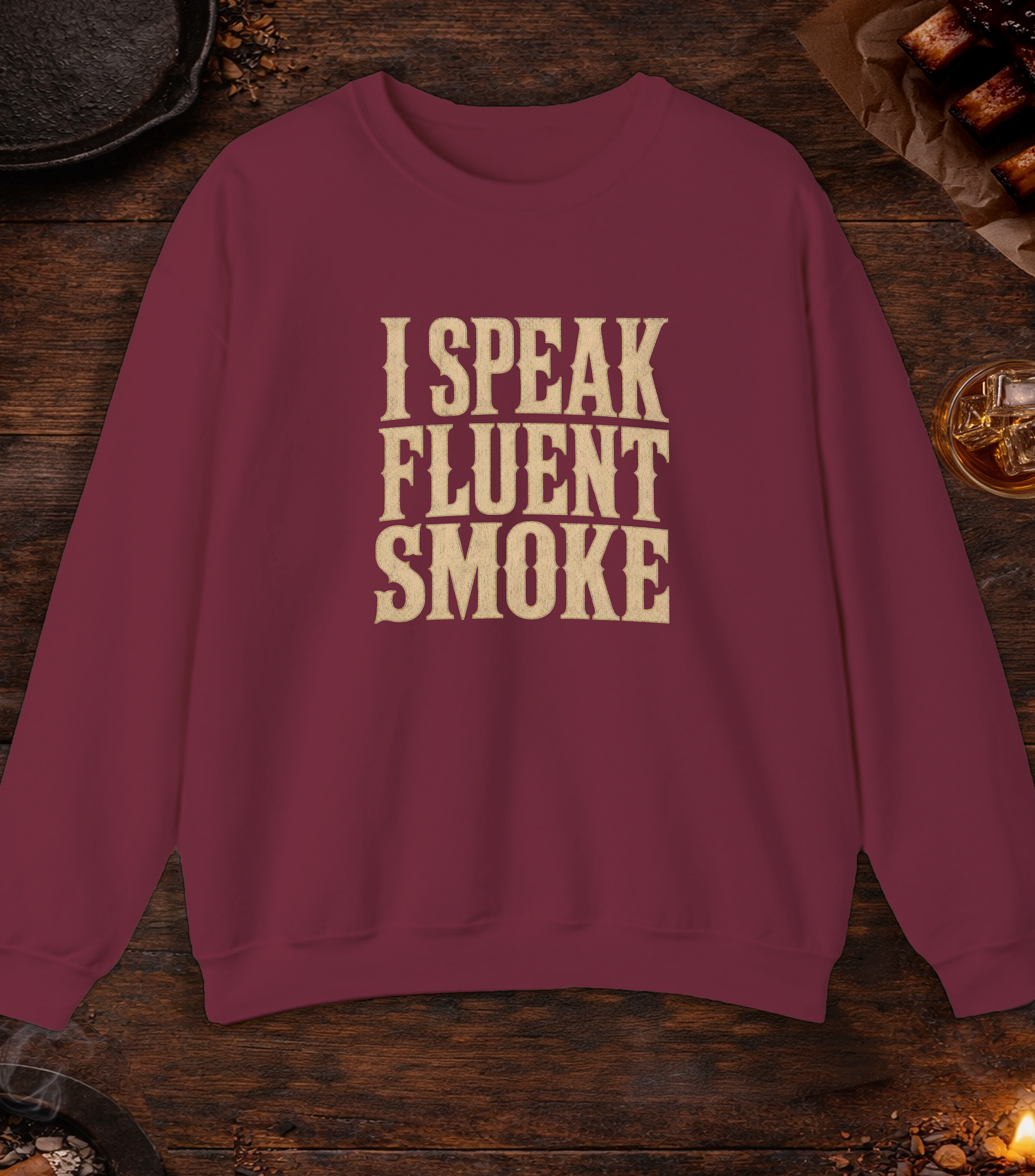 Speak Fluent Smoke Crewneck - Maroon