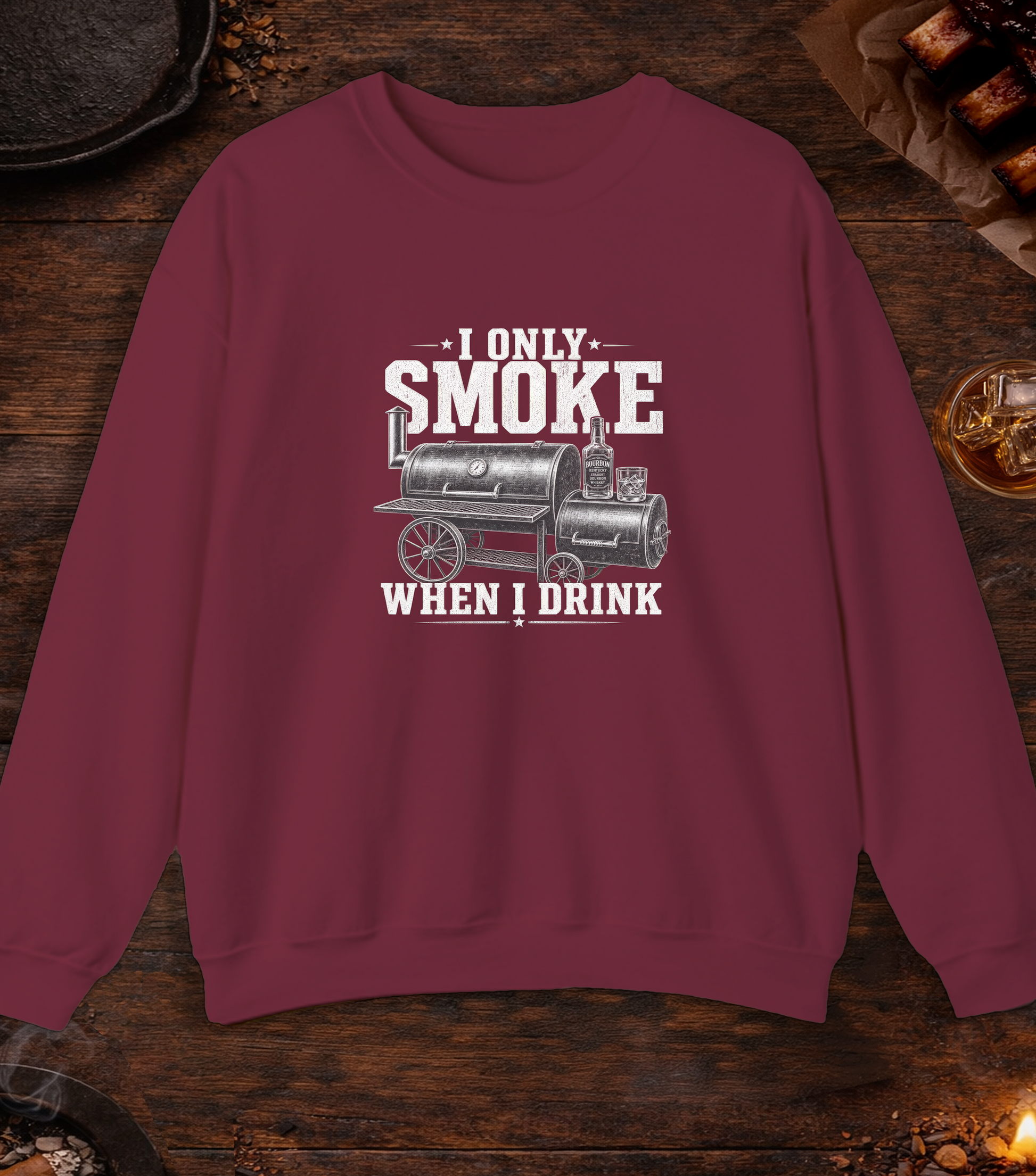 Smoke When I Drink Crewneck - Maroon