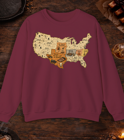 Map of BBQ Crewneck - Maroon
