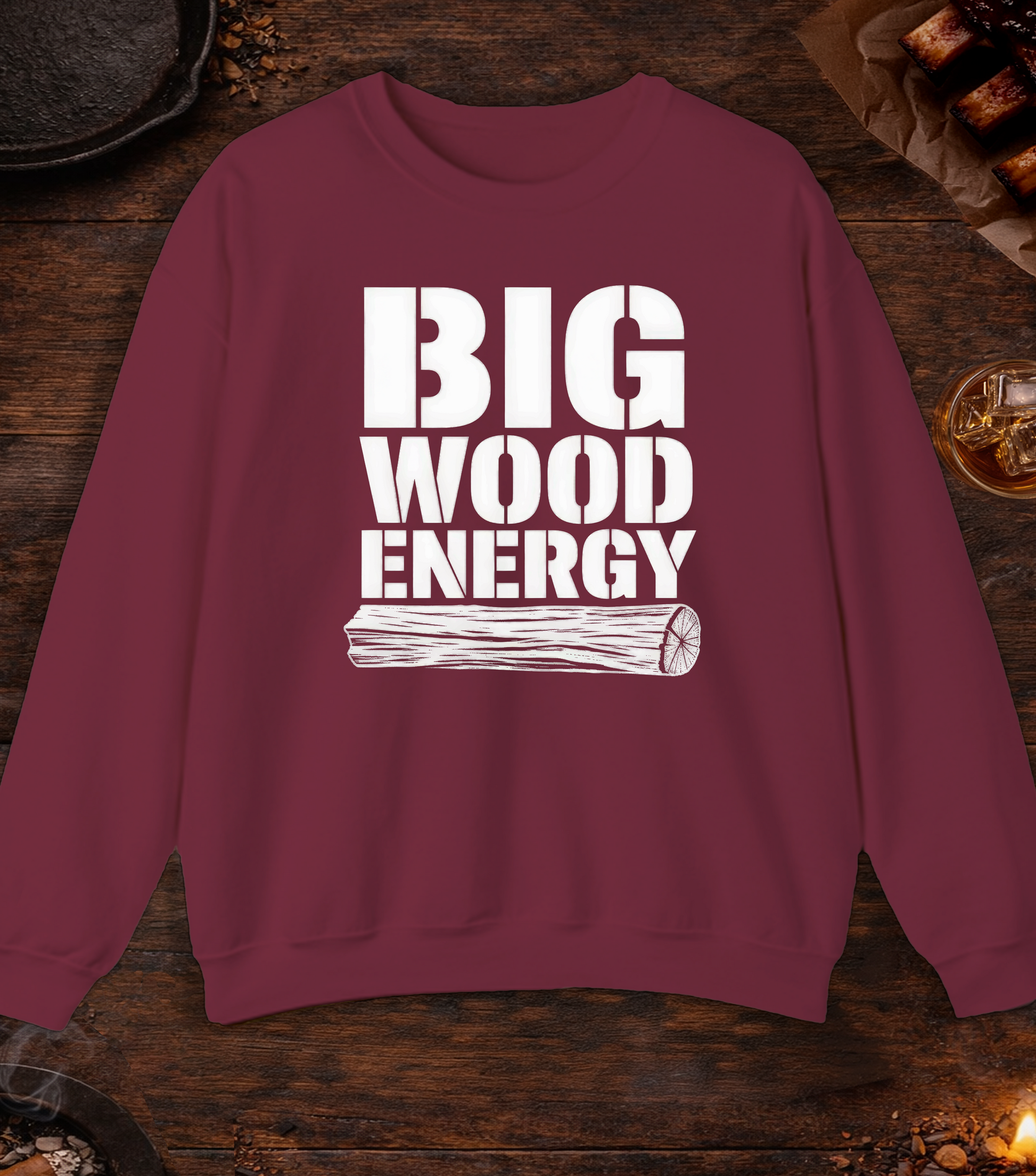 Big Wood Energy Crewneck - Maroon