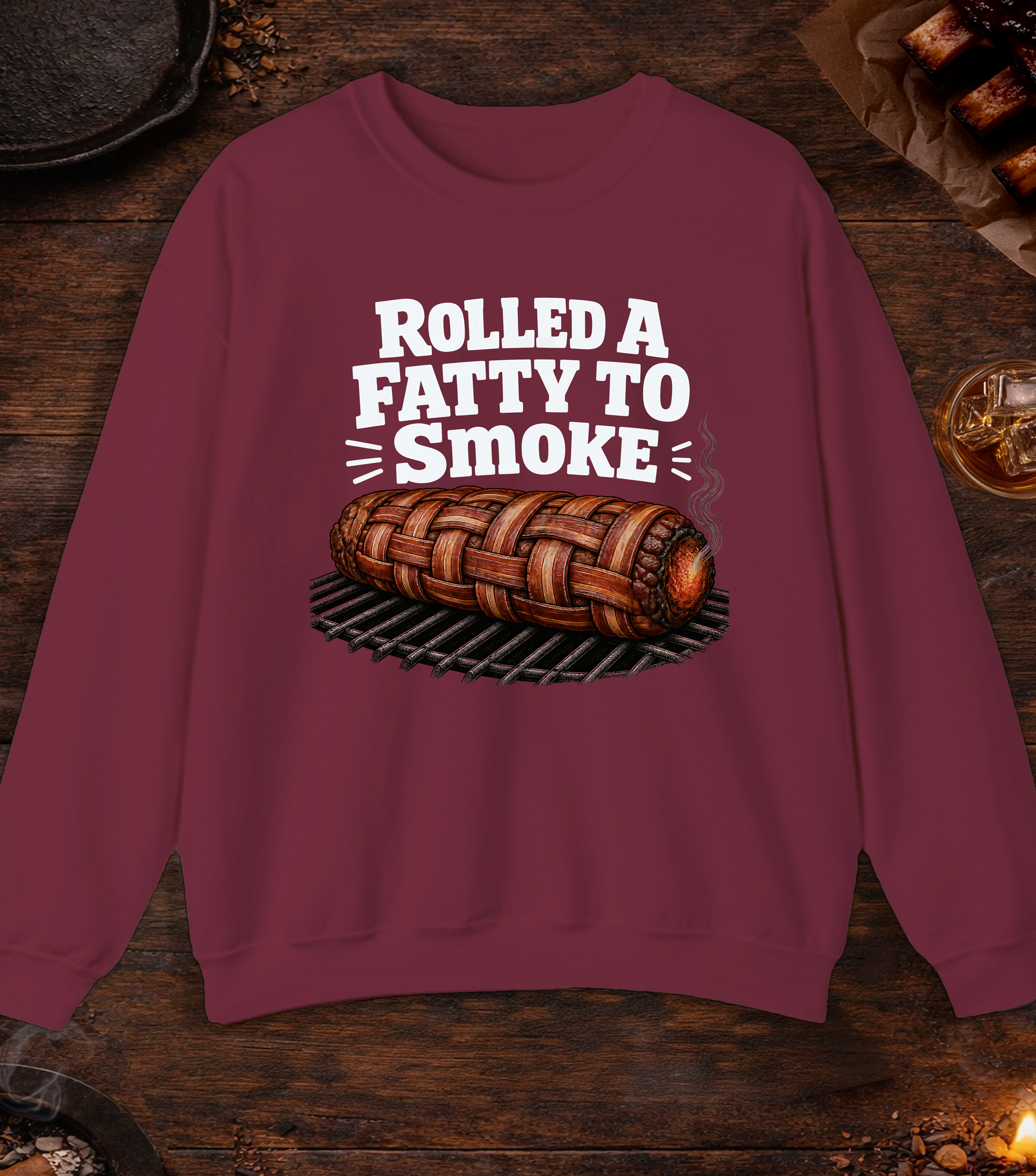 Rolled A Fatty Crewneck - Maroon