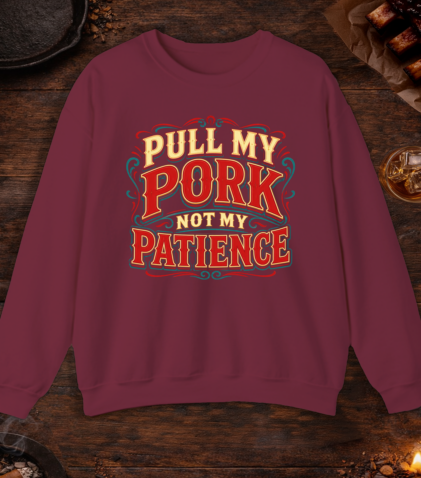 Pull My Pork Crewneck - Maroon