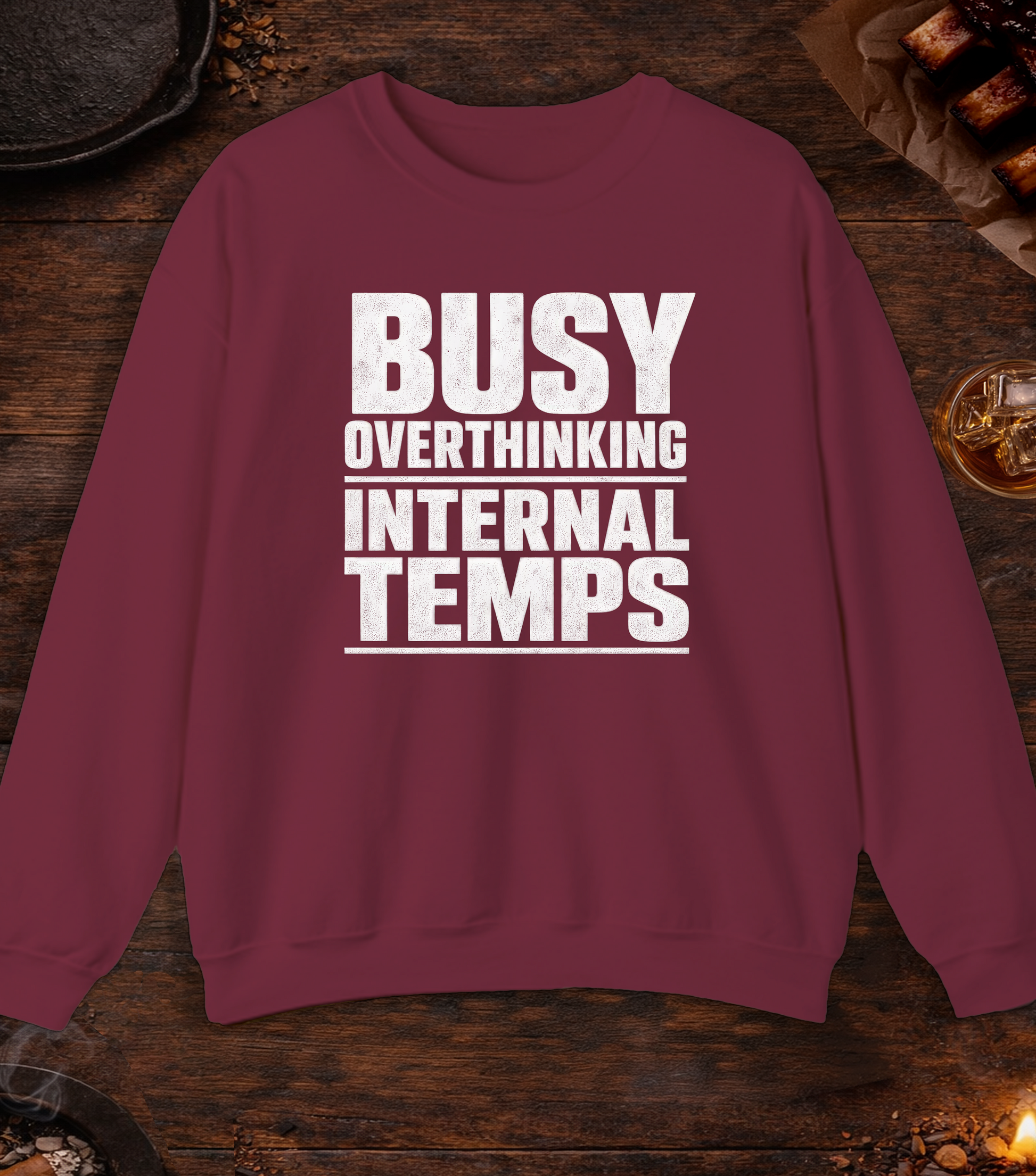 Busy Overthinking Crewneck - Maroon