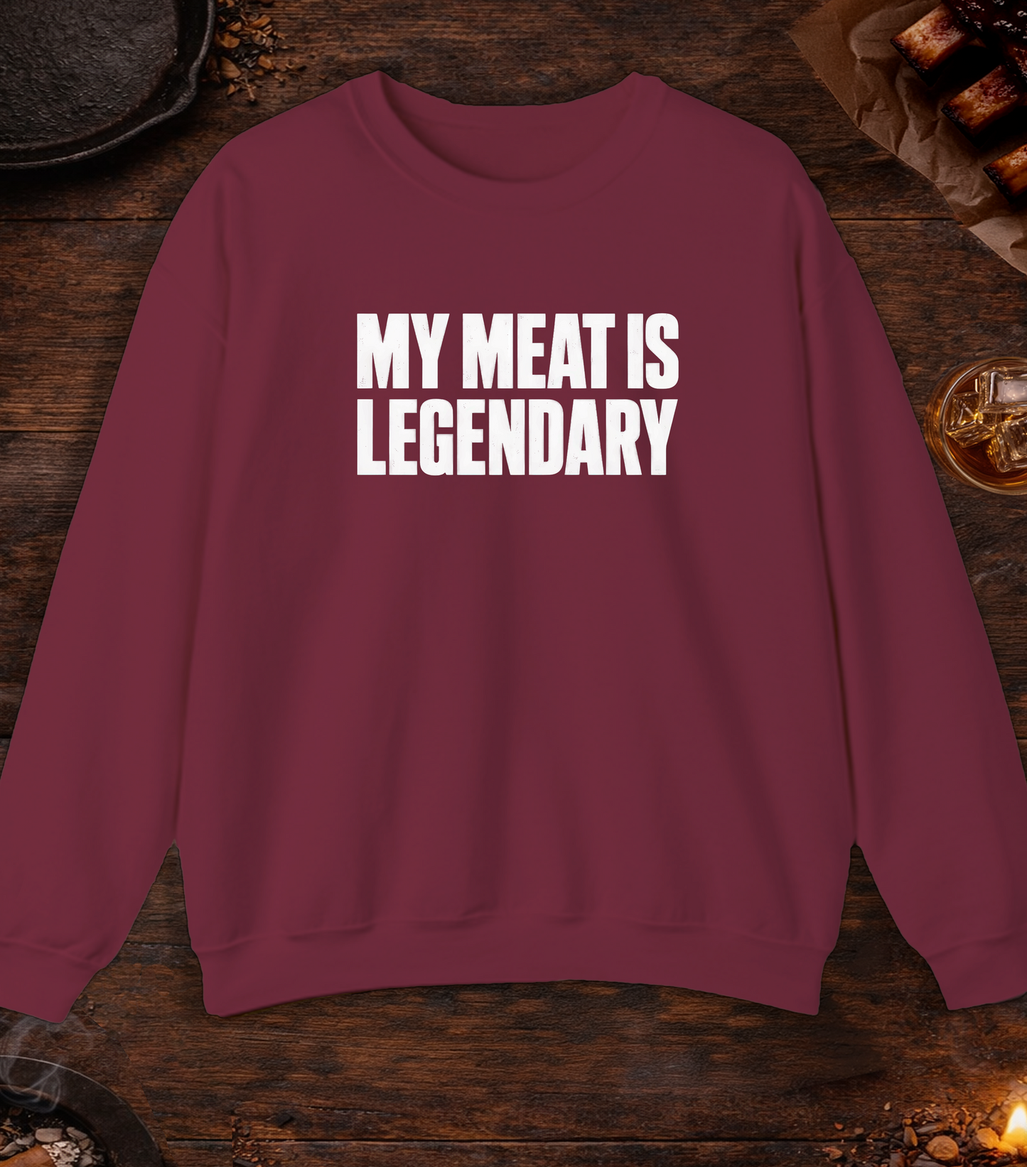 My Meat Is Legend Crewneck - Maroon