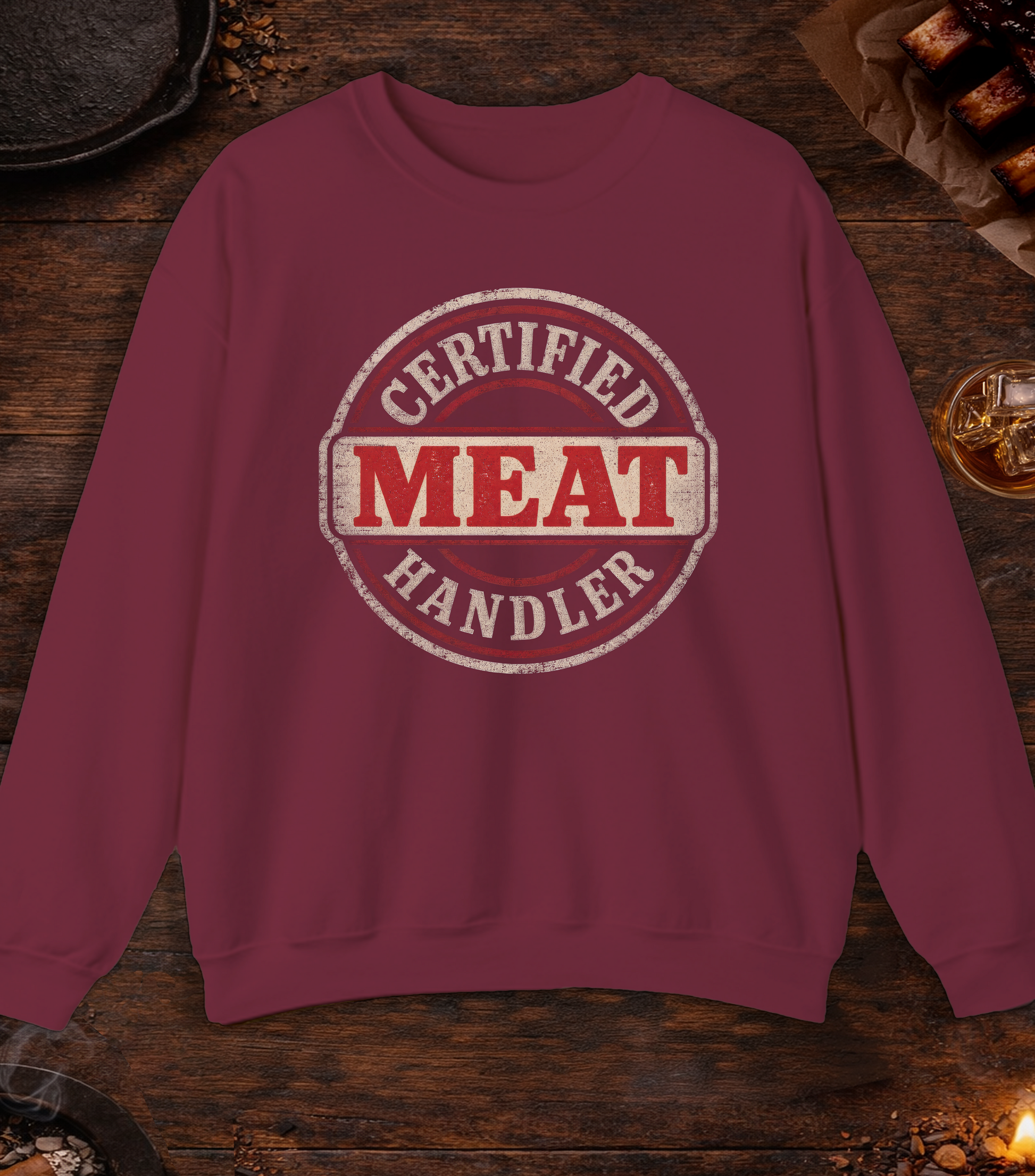 Meat Handler Crewneck - Maroon